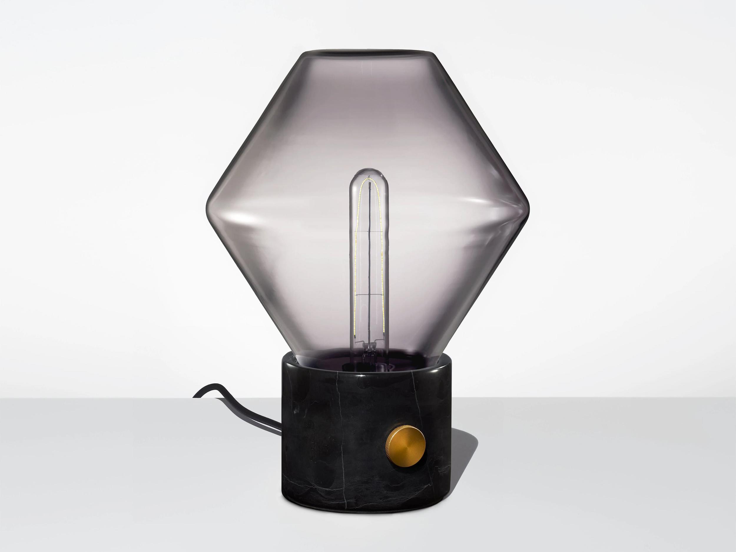 Niche Ionic Gray Black Marble Table Lamp