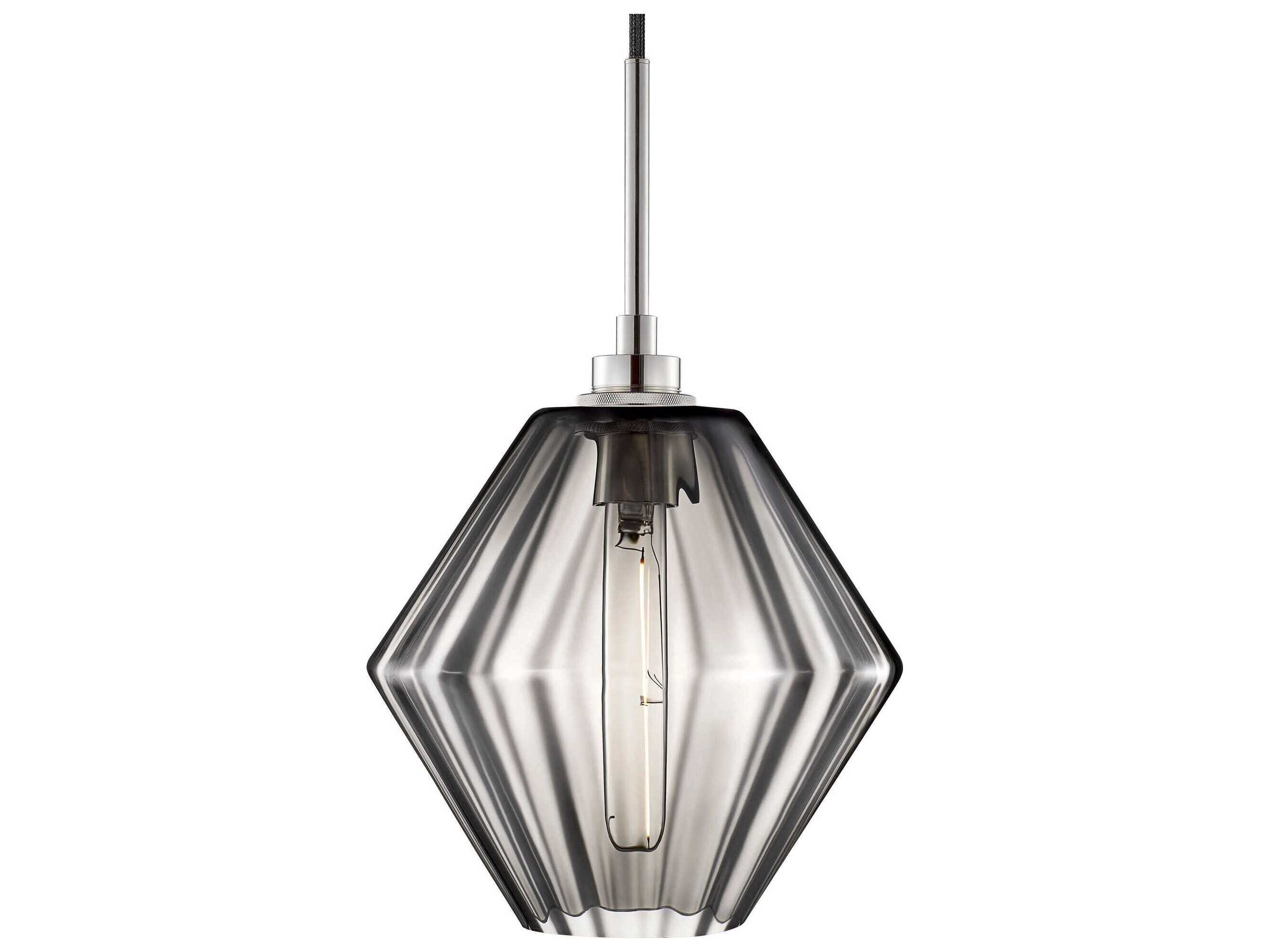 Niche Crystalline Trove 1-Light Gray Optique Polished Nickel Mini Pendant