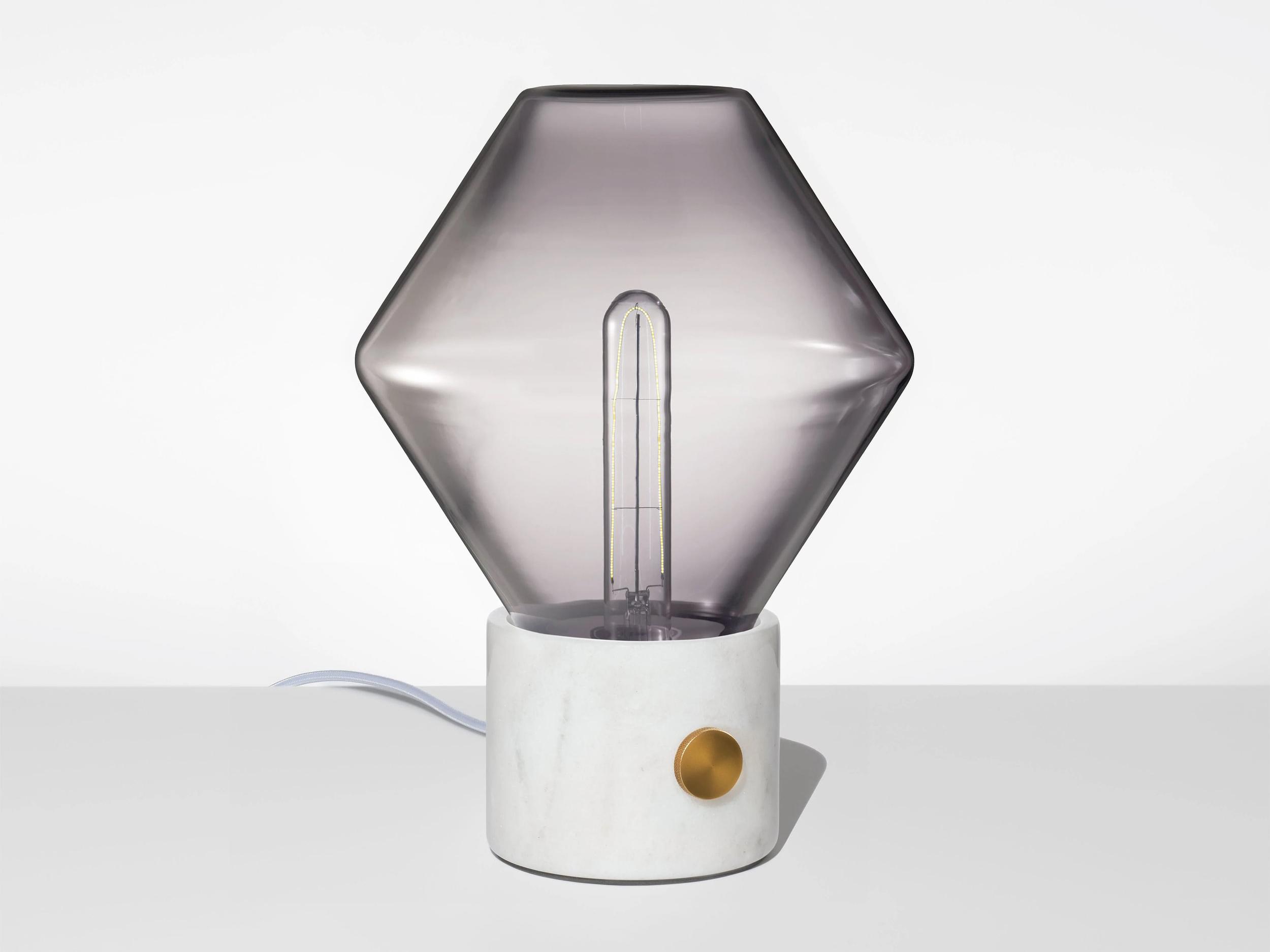 Niche Ionic Gray White Marble Table Lamp