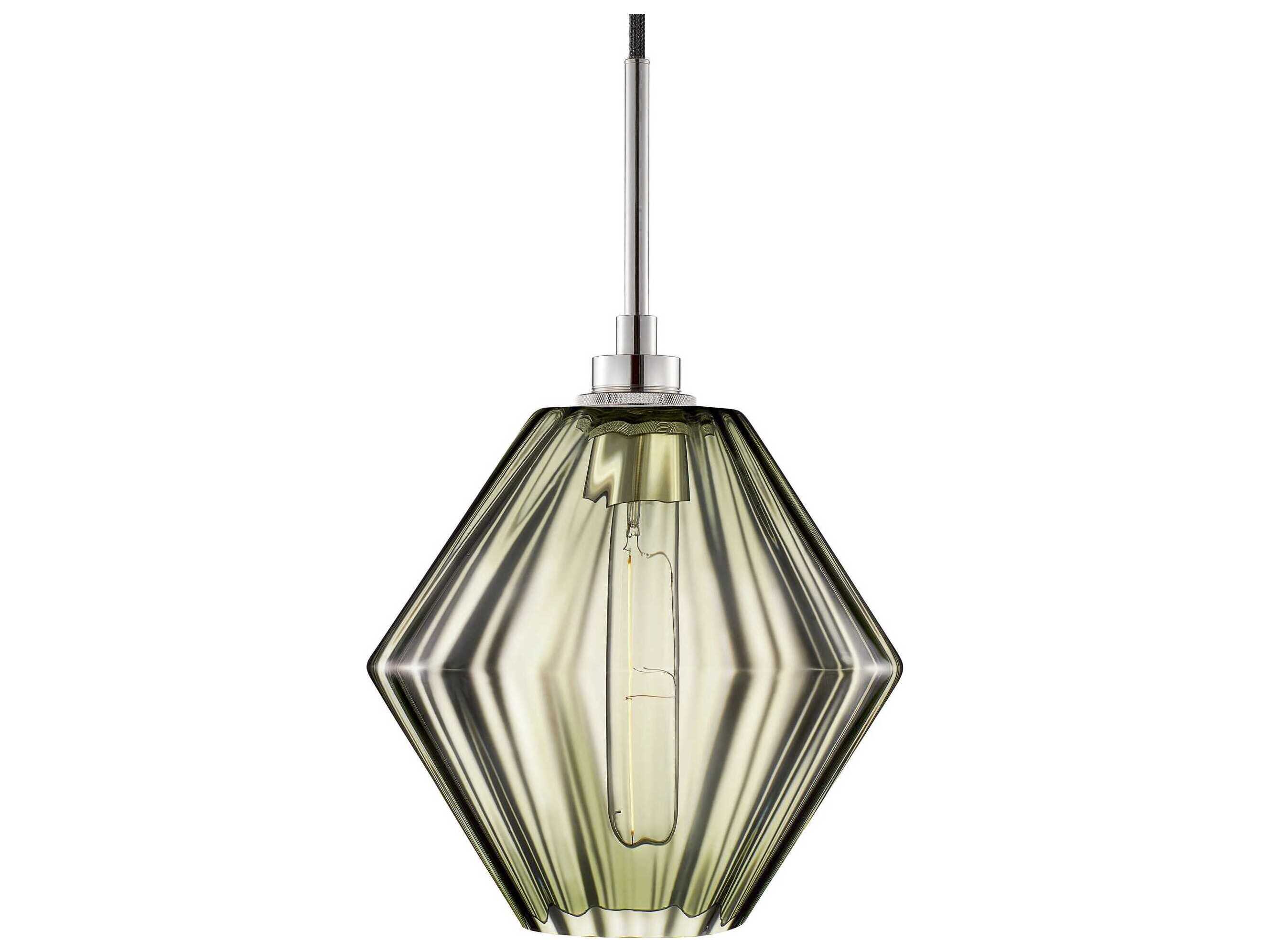 Niche Crystalline Trove 1-Light Moss Optique Polished Nickel Green Mini Pendant