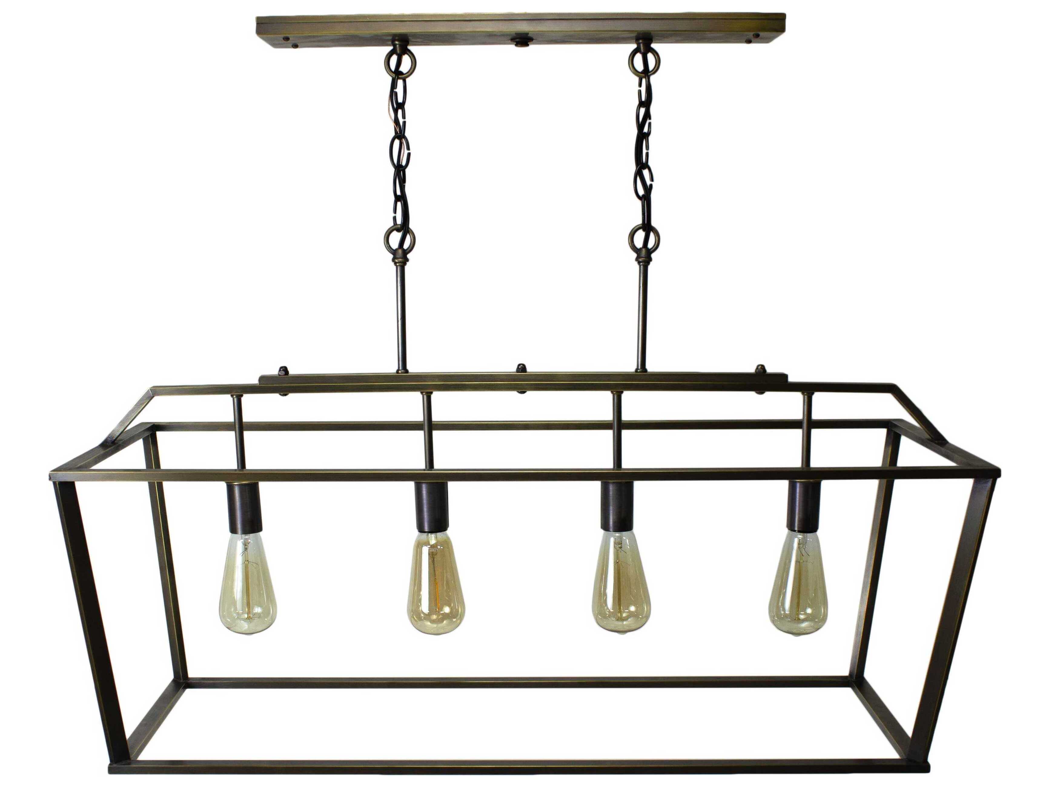 Northeast Lantern Foyer 4-Light Black Geometric Island Pendant