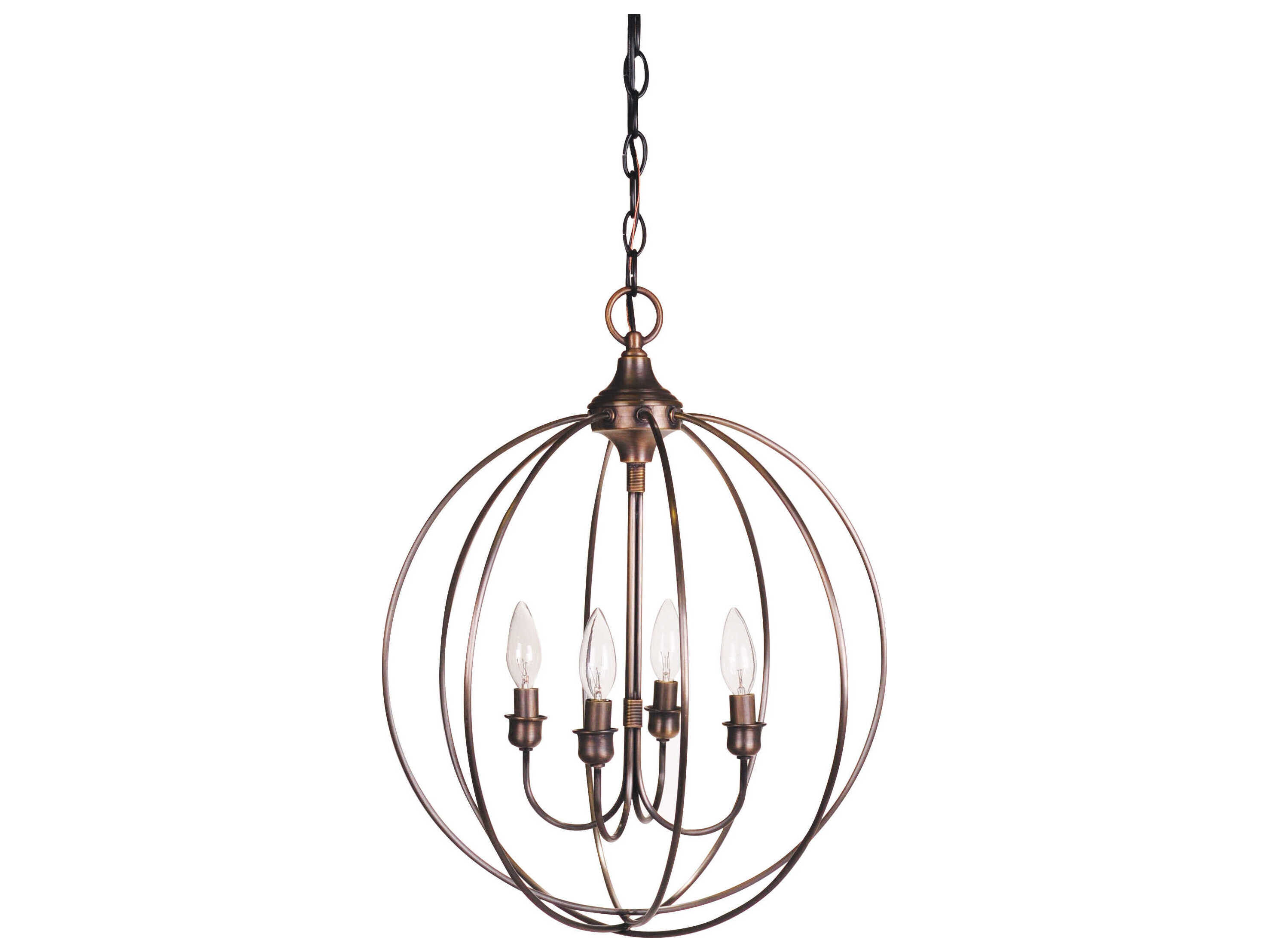 Northeast Lantern Orb 4-Light Brass Globe Chandelier