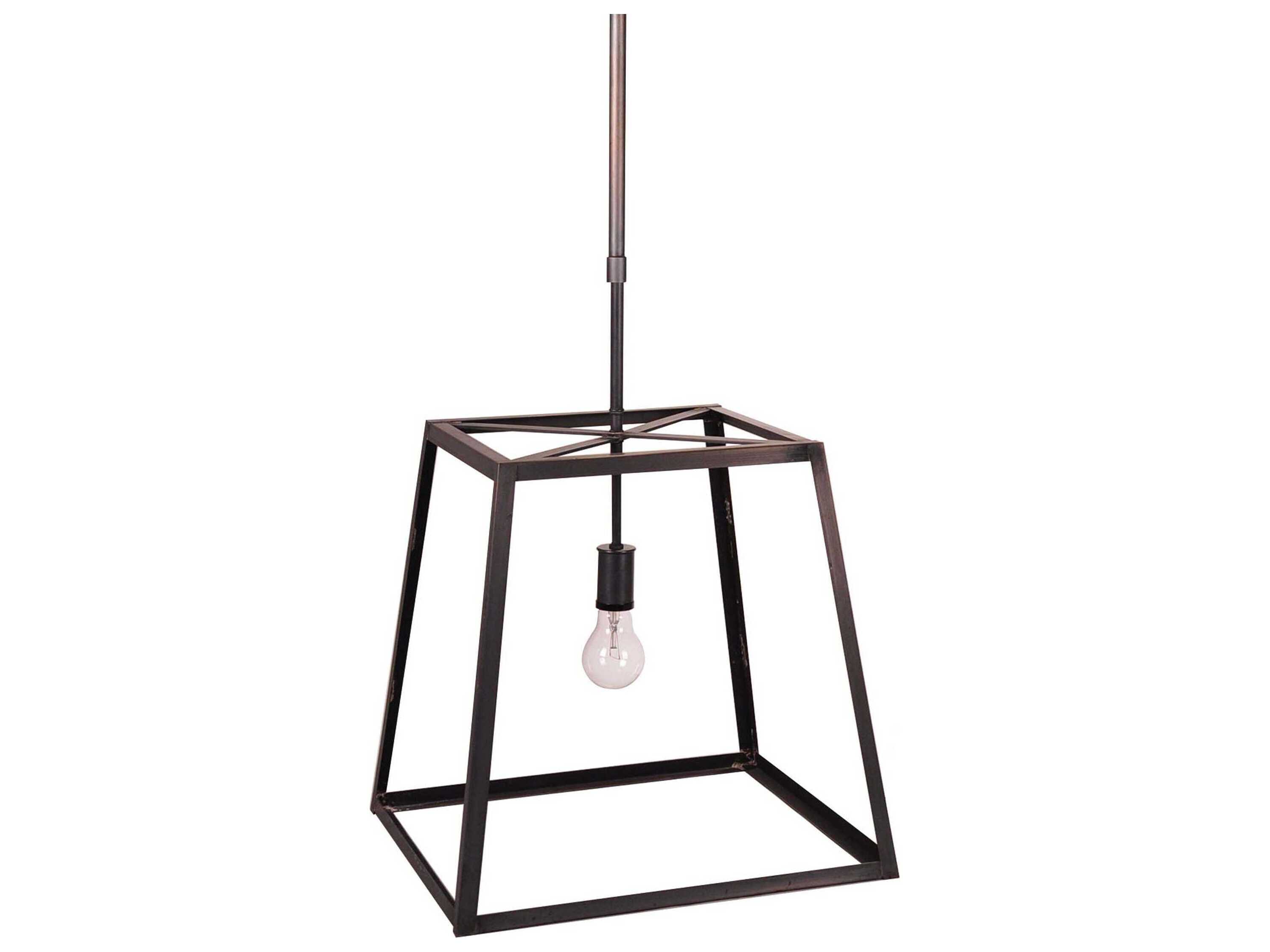 Northeast Lantern Transitional 1-Light Black Geometric Pendant