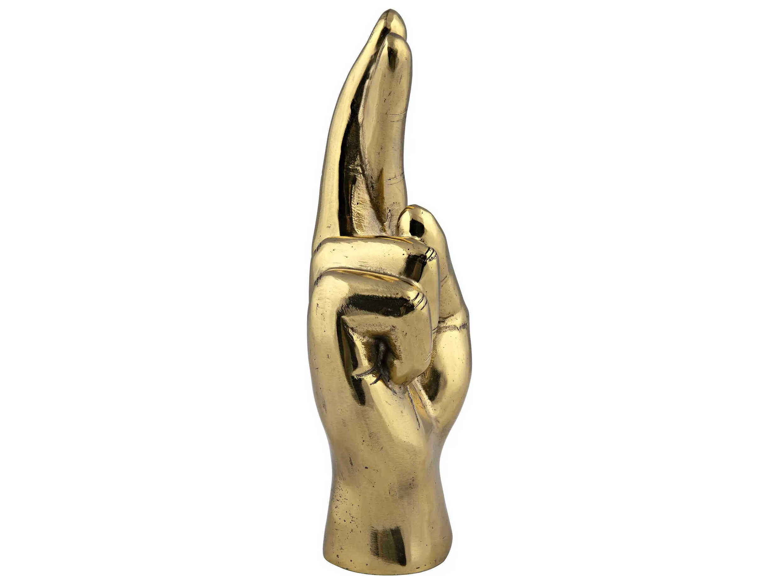 Noir Brass Fingers Crossed Sculpture
