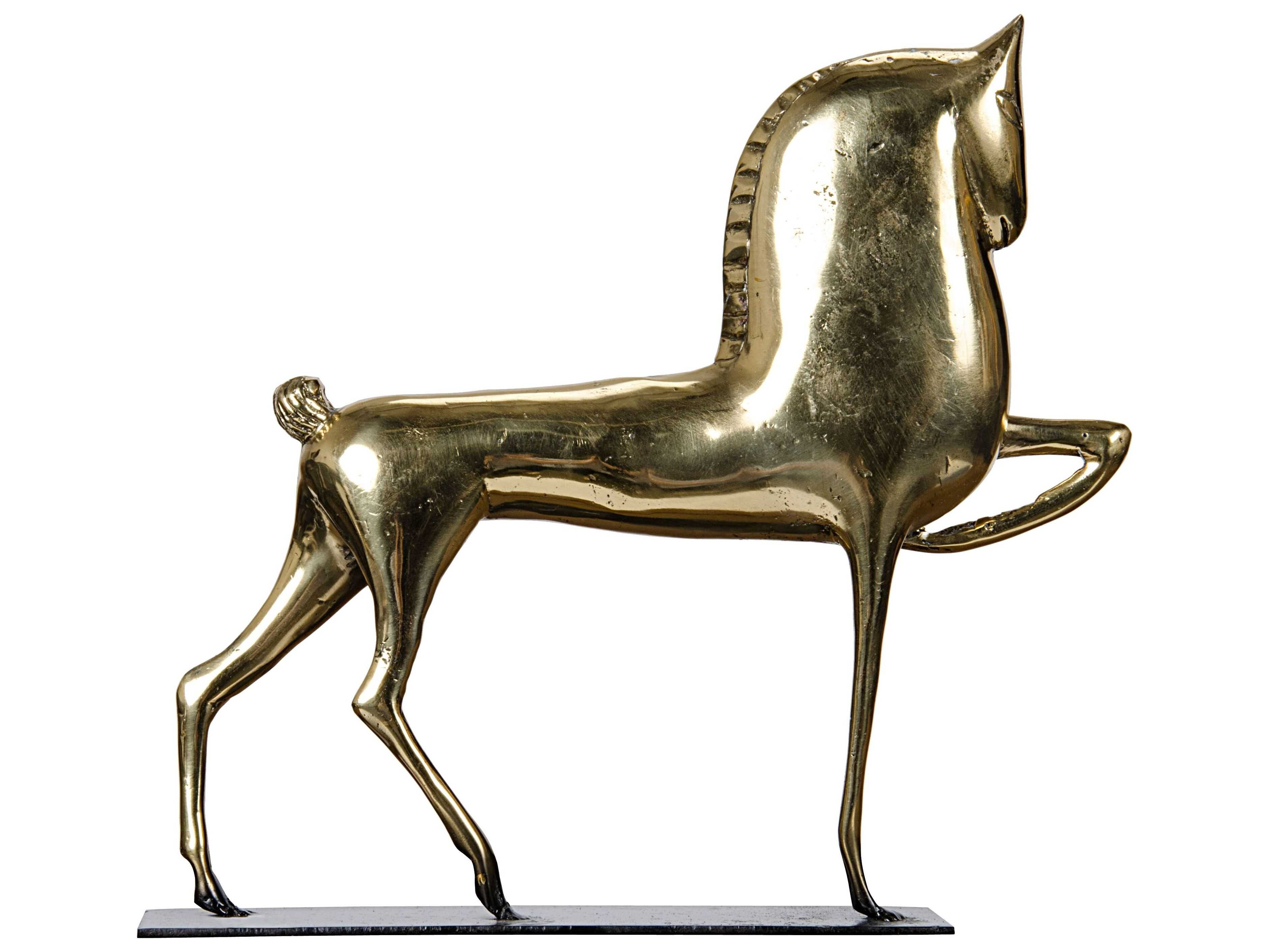 Noir Brass Horse On Stand Sculpture