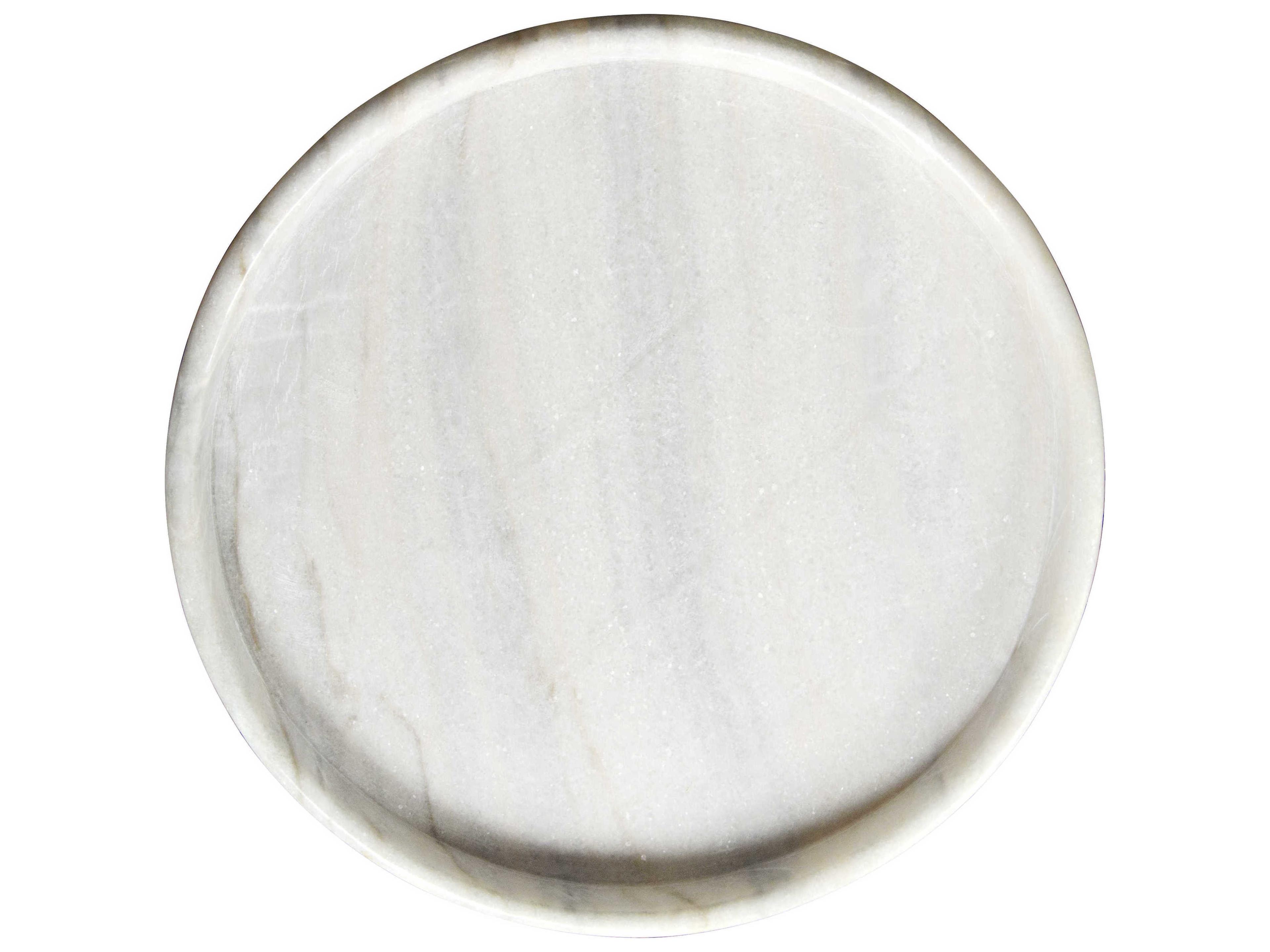 Noir White Stone 20" Round Serving Tray