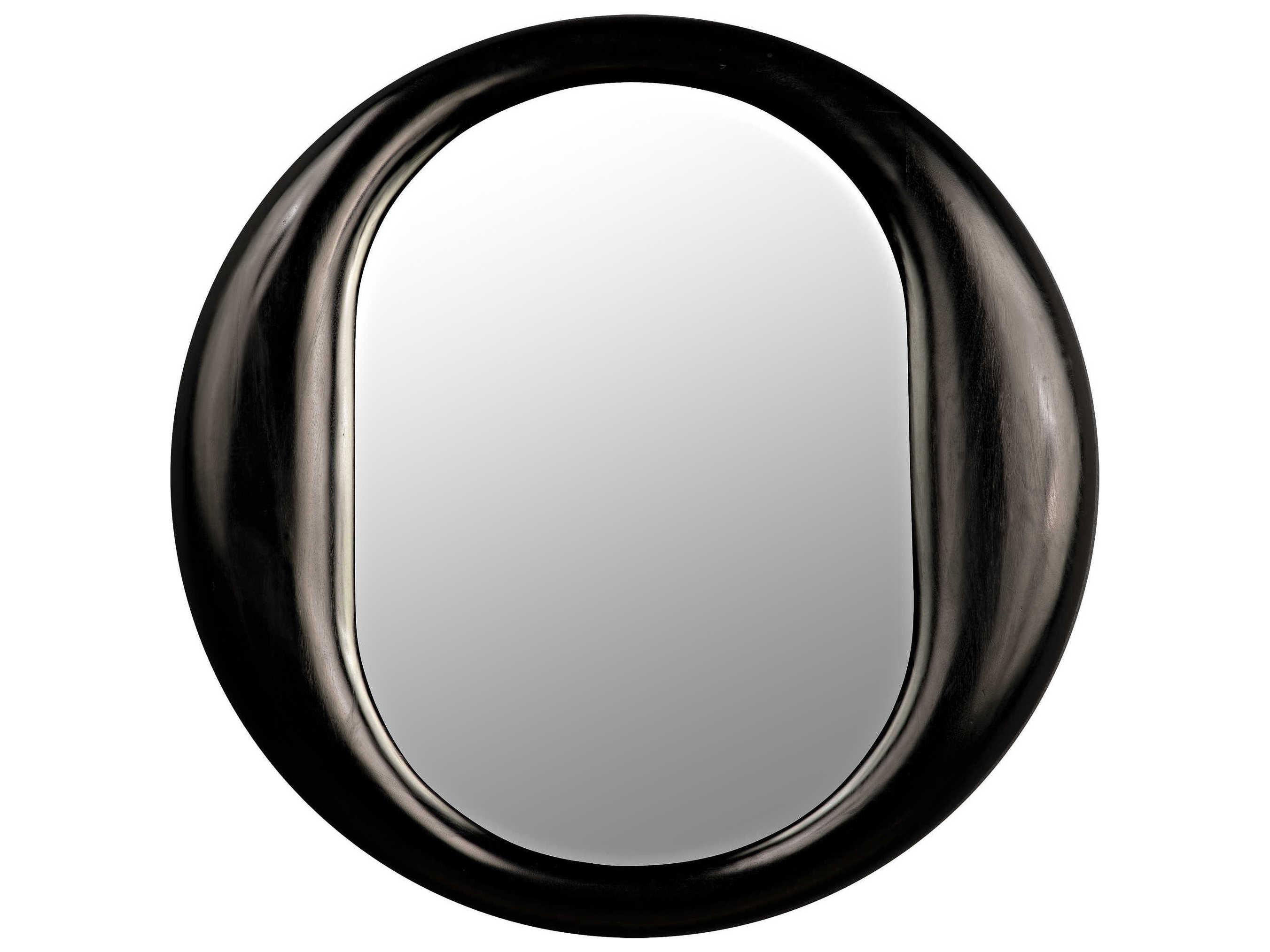 Noir Oh Charcoal Black Round Wall Mirror