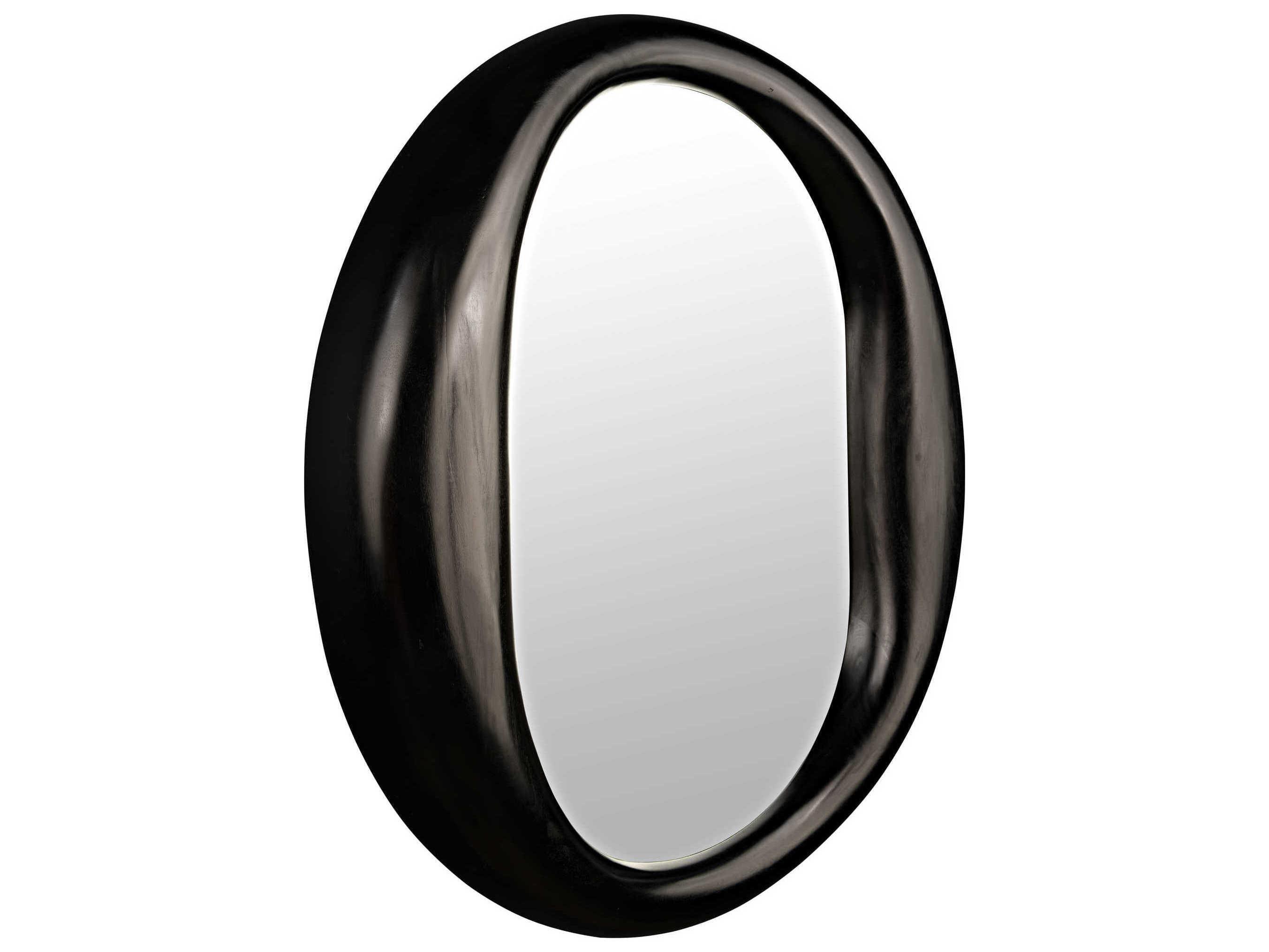 Noir Oh Charcoal Black Round Wall Mirror