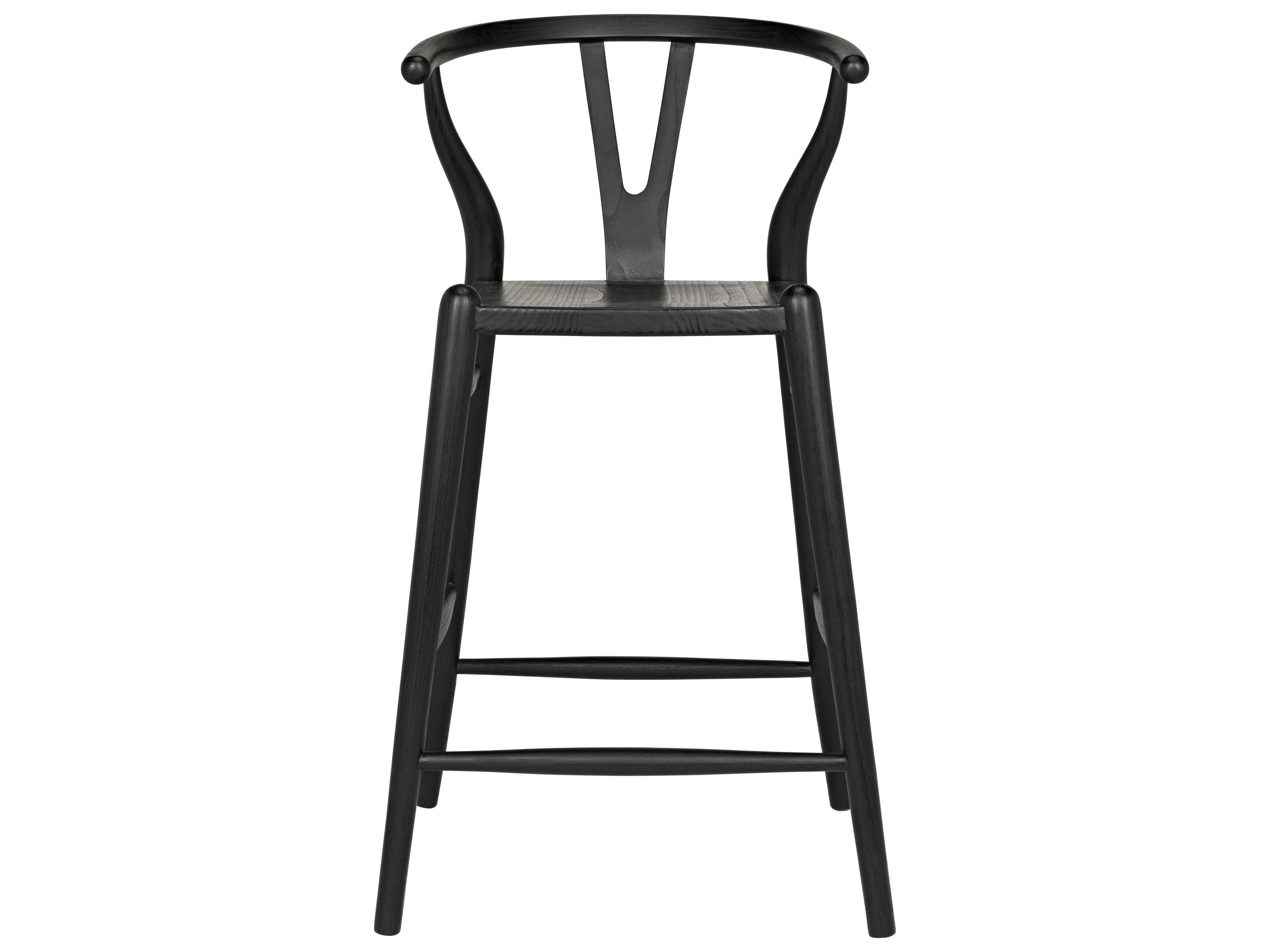 Noir Zola Sungkai Wood Charcoal Black Counter Stool