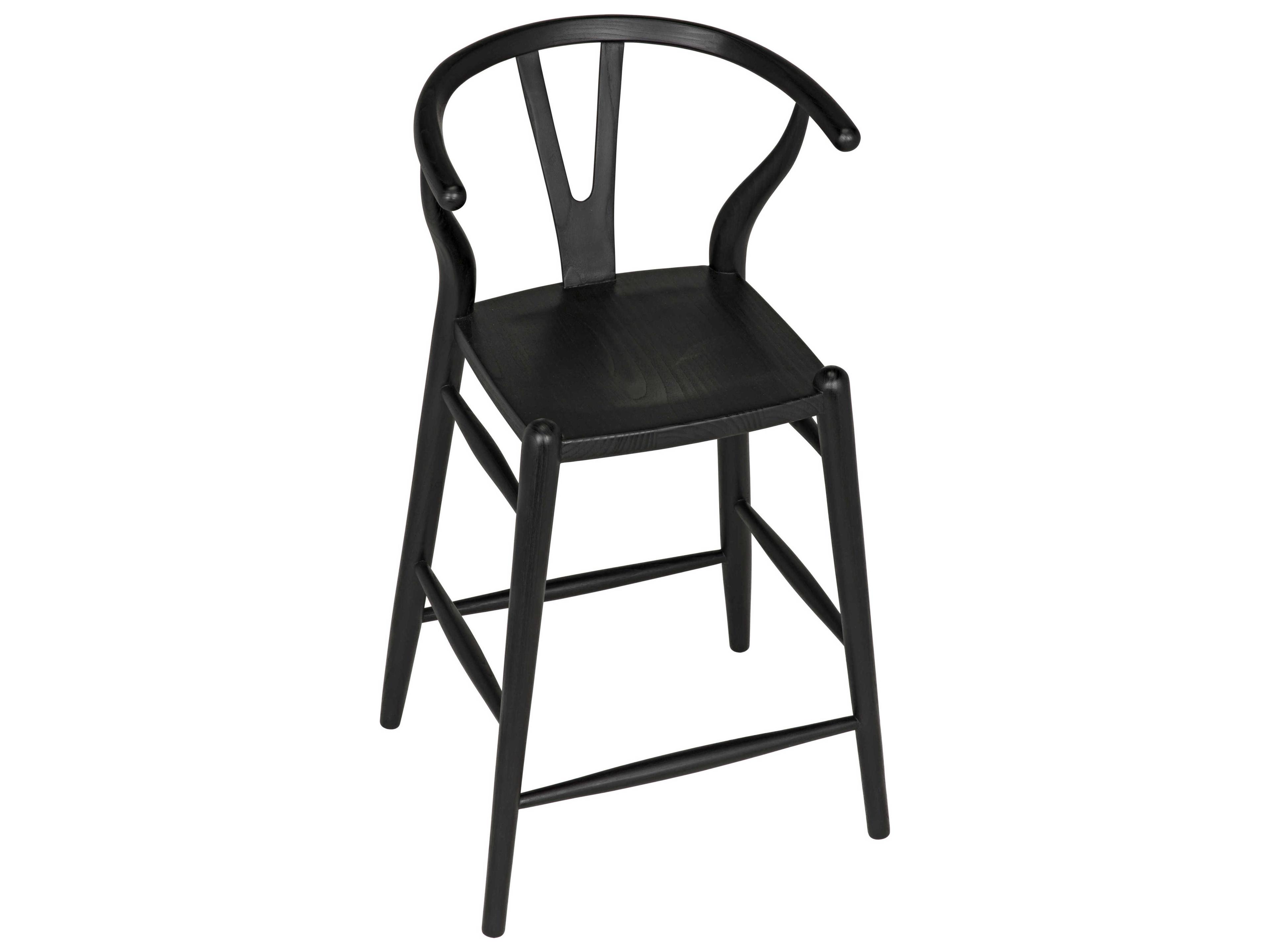 Noir Zola Sungkai Wood Charcoal Black Counter Stool