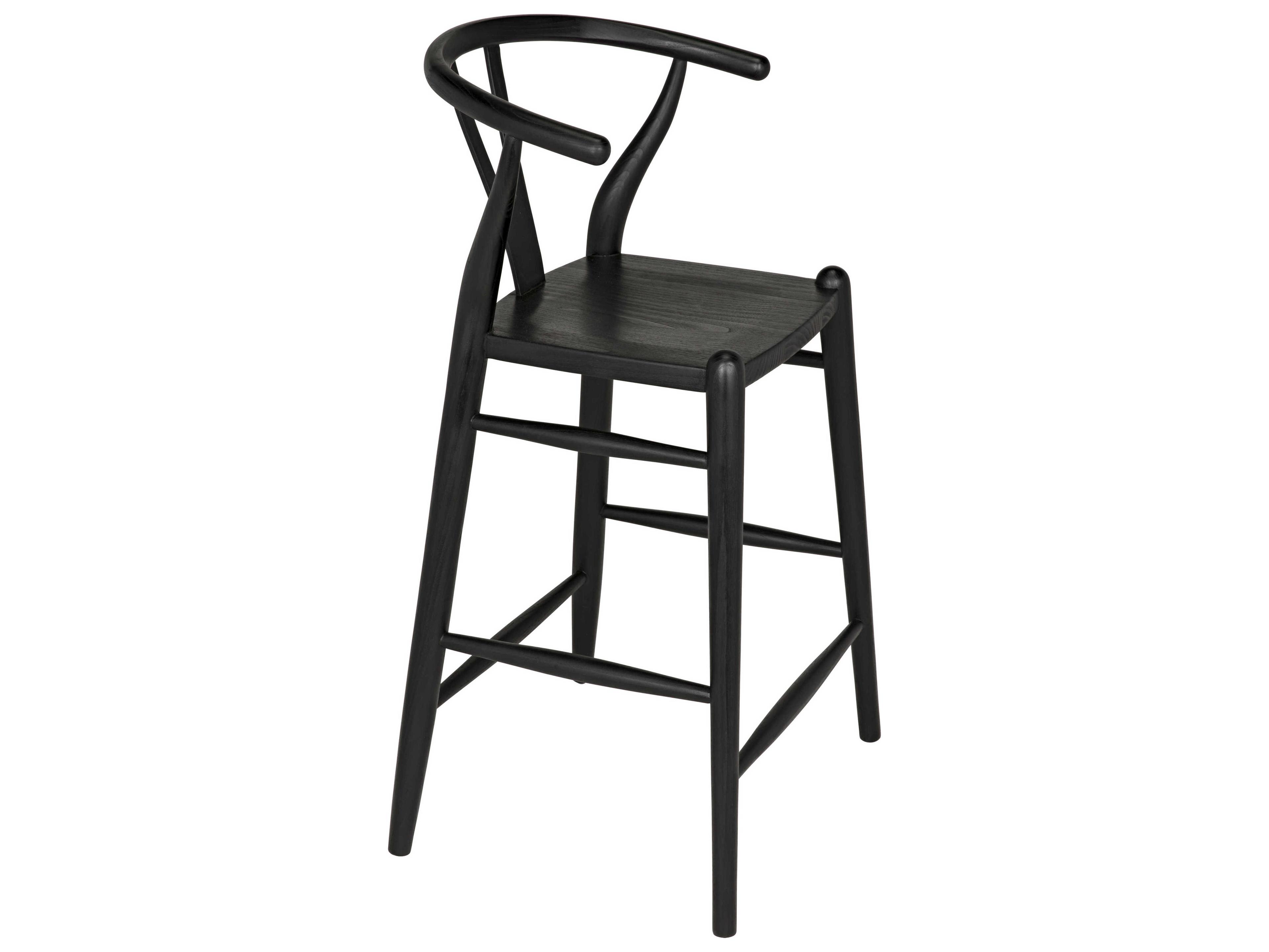 Noir Zola Sungkai Wood Charcoal Black Counter Stool