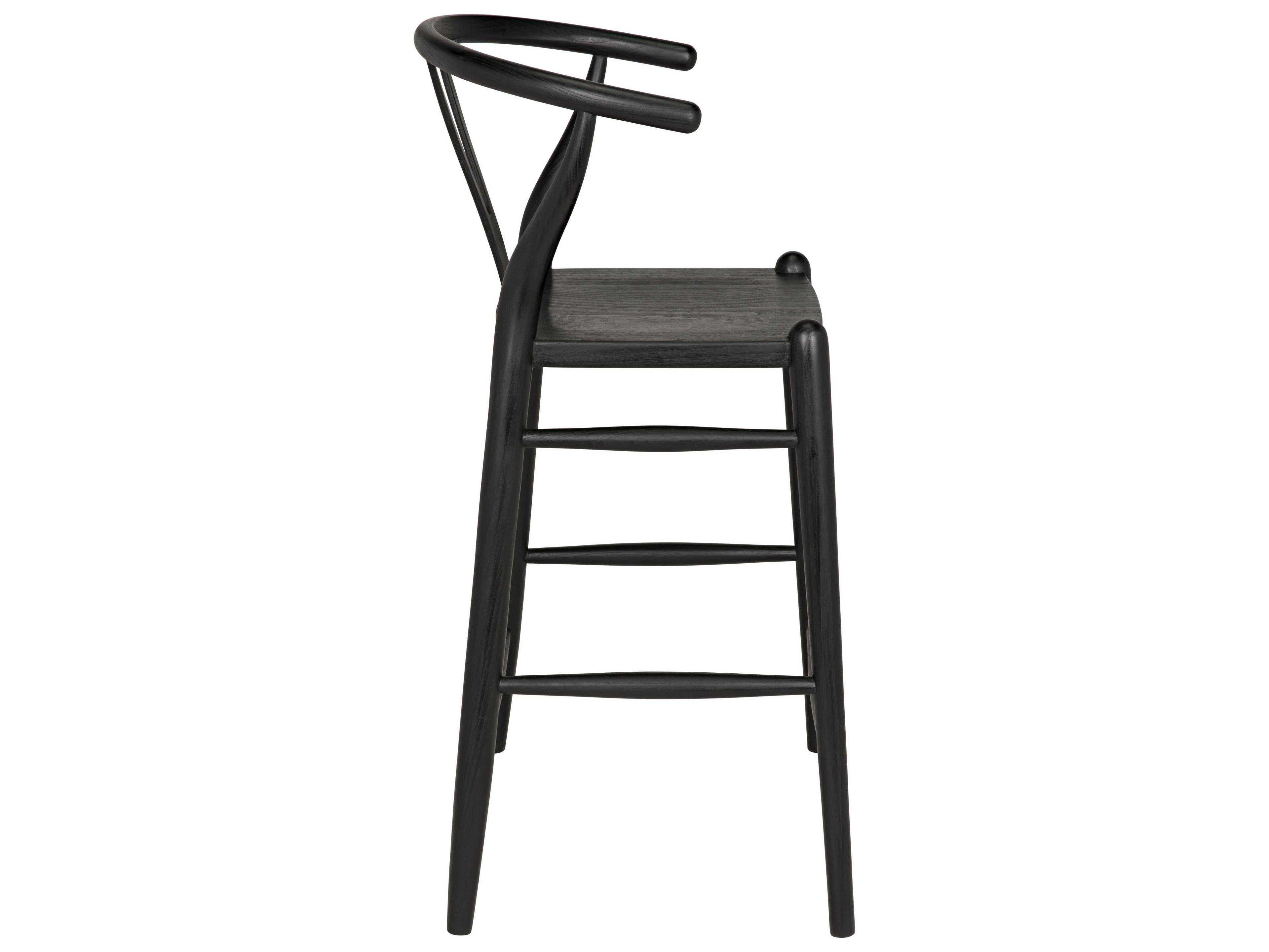Noir Zola Sungkai Wood Charcoal Black Counter Stool