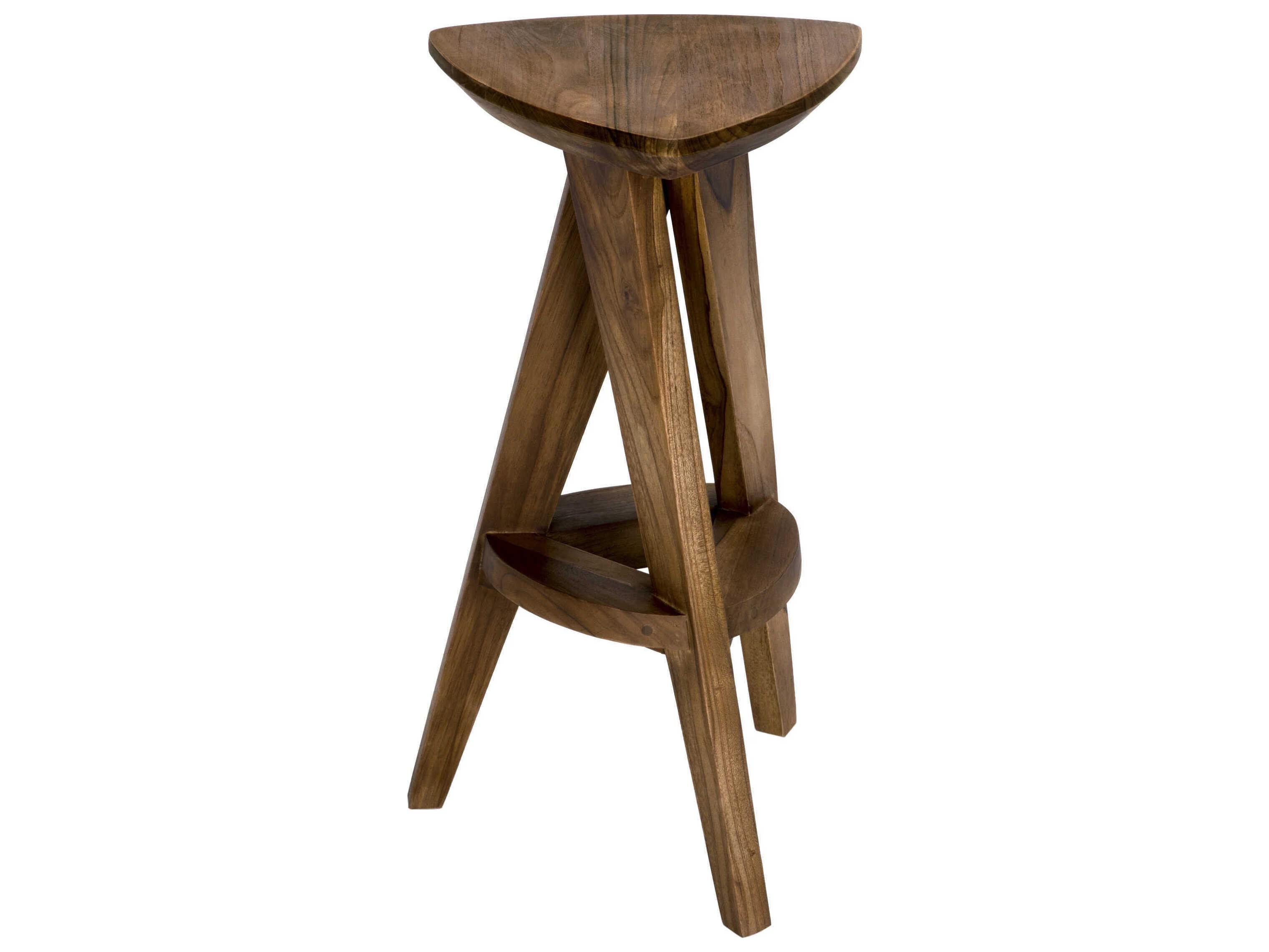 Noir Twist Clear Coat Flat Teak Wood Counter Stool