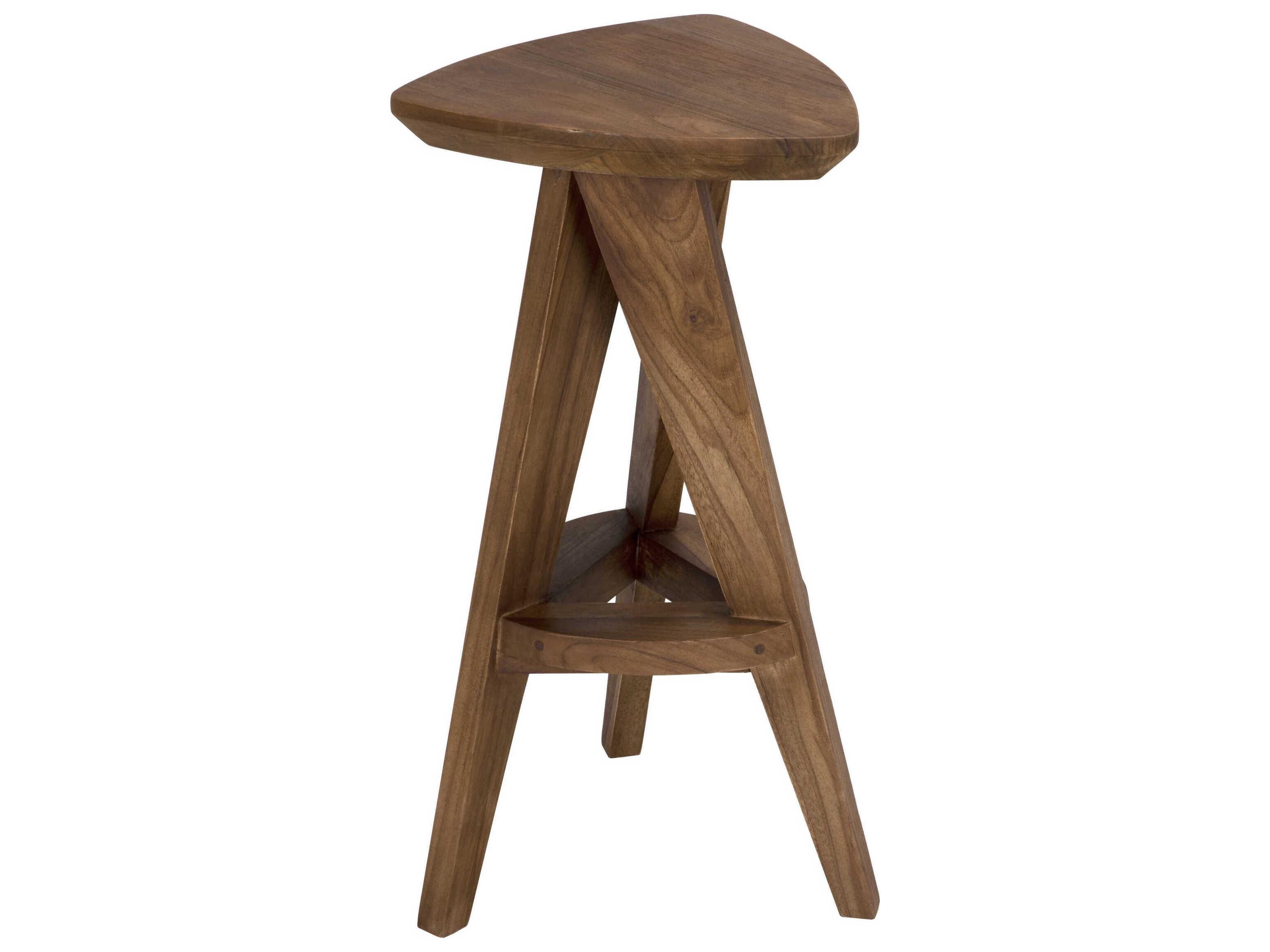 Noir Twist Clear Coat Flat Teak Wood Counter Stool