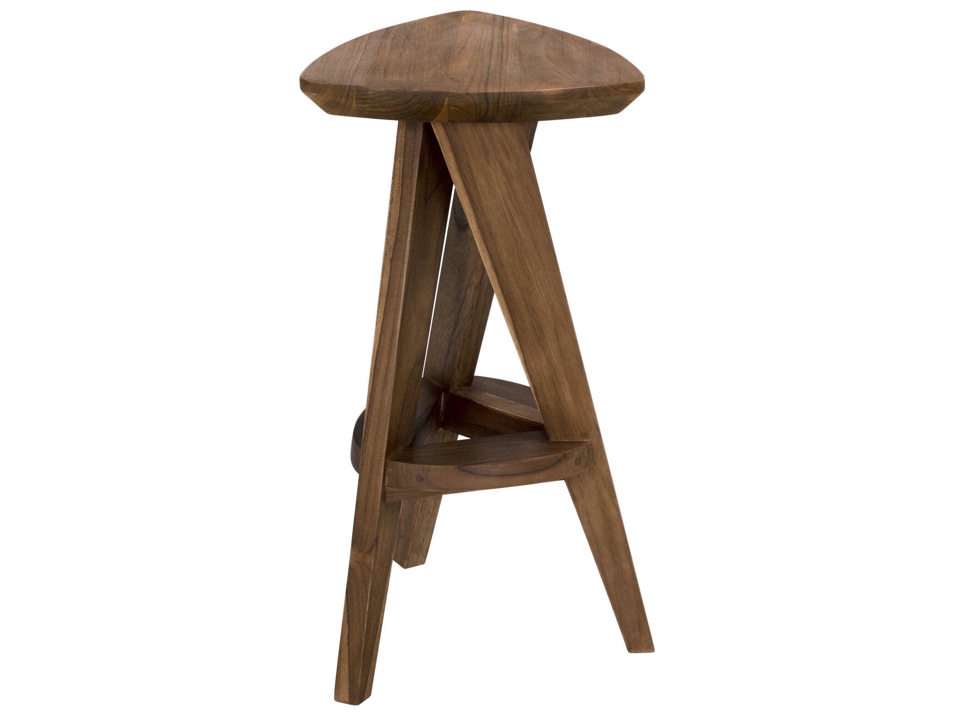 Noir Twist Clear Coat Flat Teak Wood Counter Stool