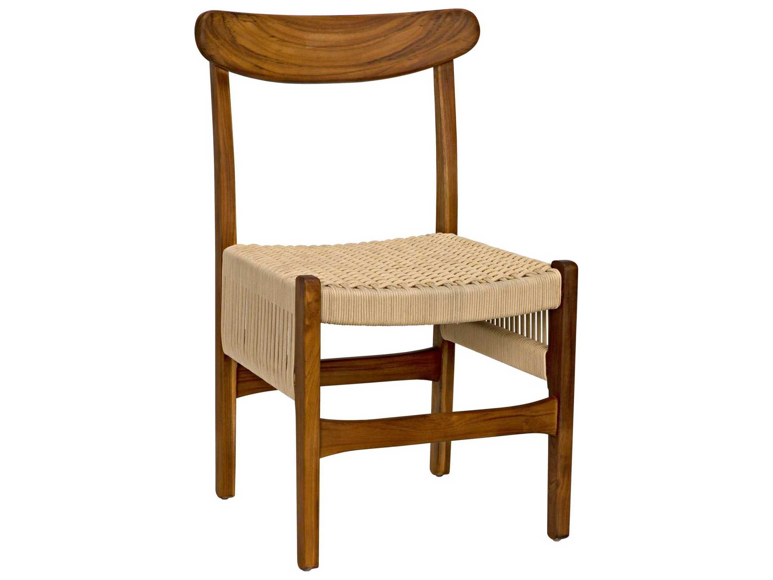 Noir Teak Wood Brown Side Dining Chair