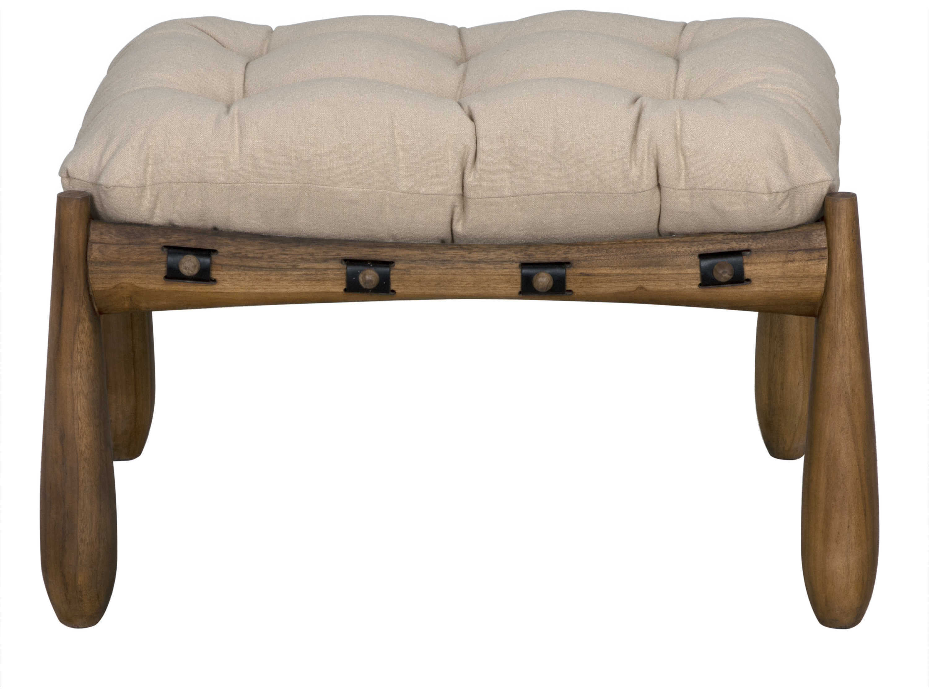 Noir Clear Coat Satin Brown Upholstered Accent Stool