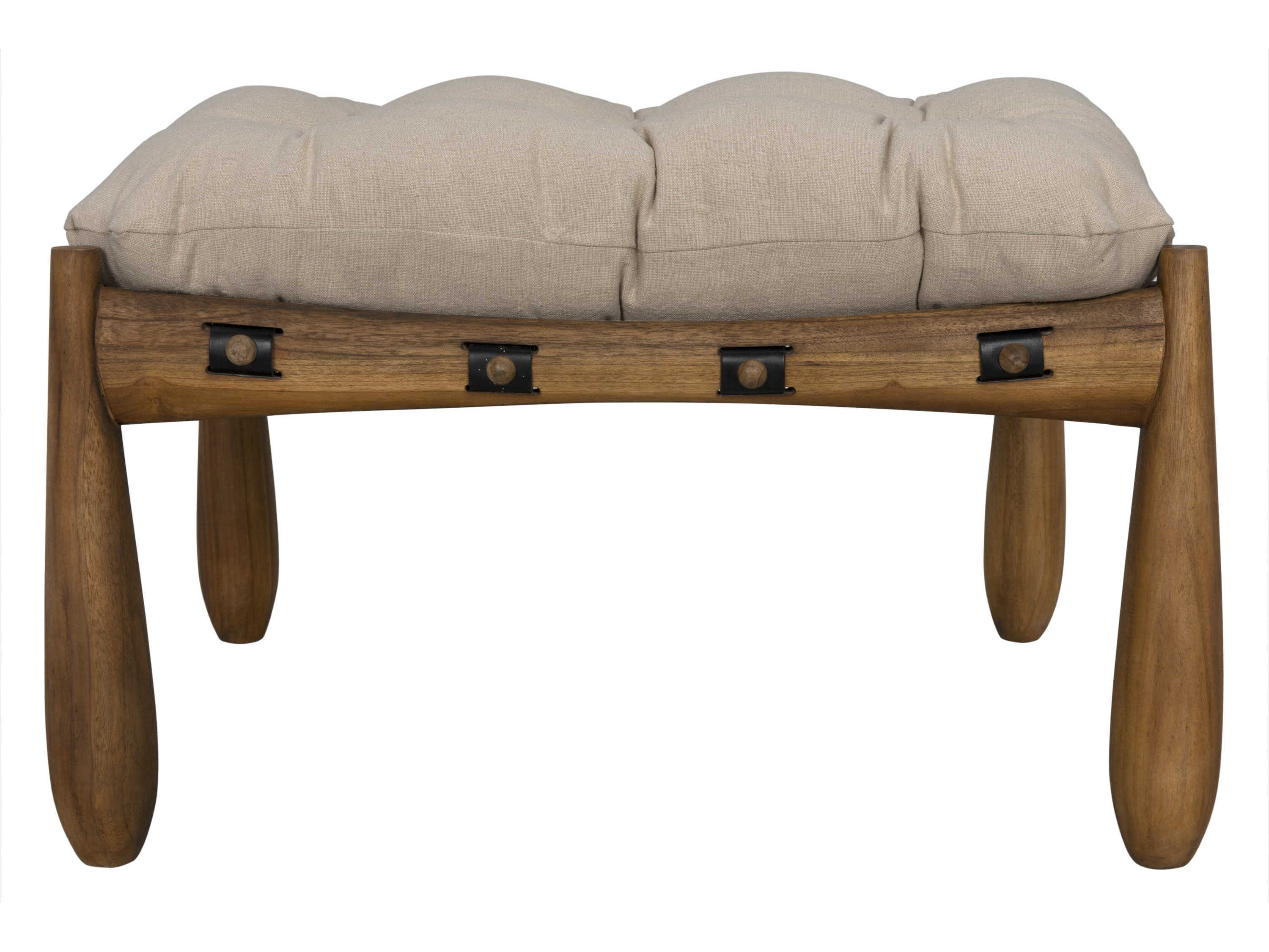 Noir Clear Coat Satin Brown Upholstered Accent Stool