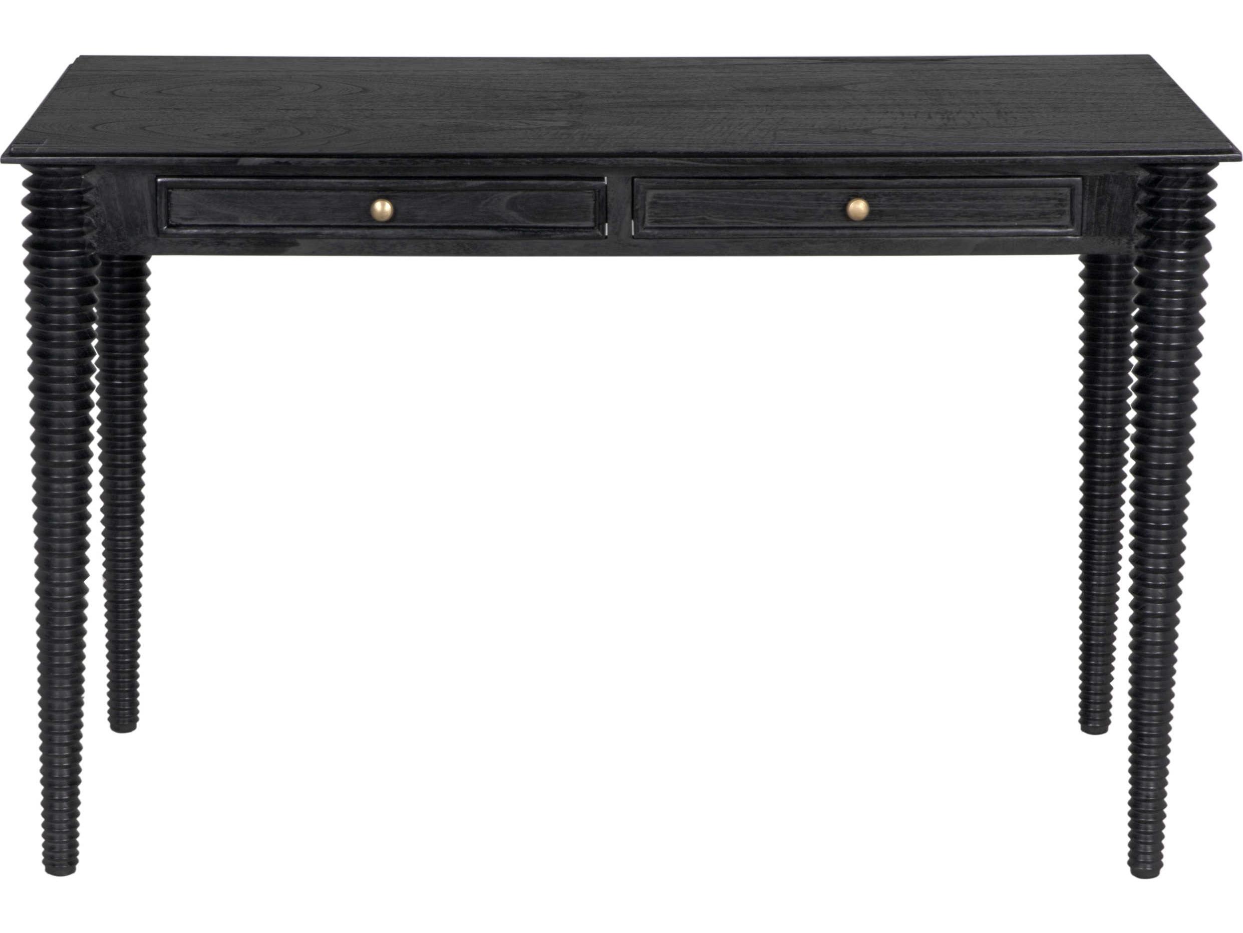 Noir Leonardo Charcoal Black Mindi Wood Secretary Desk