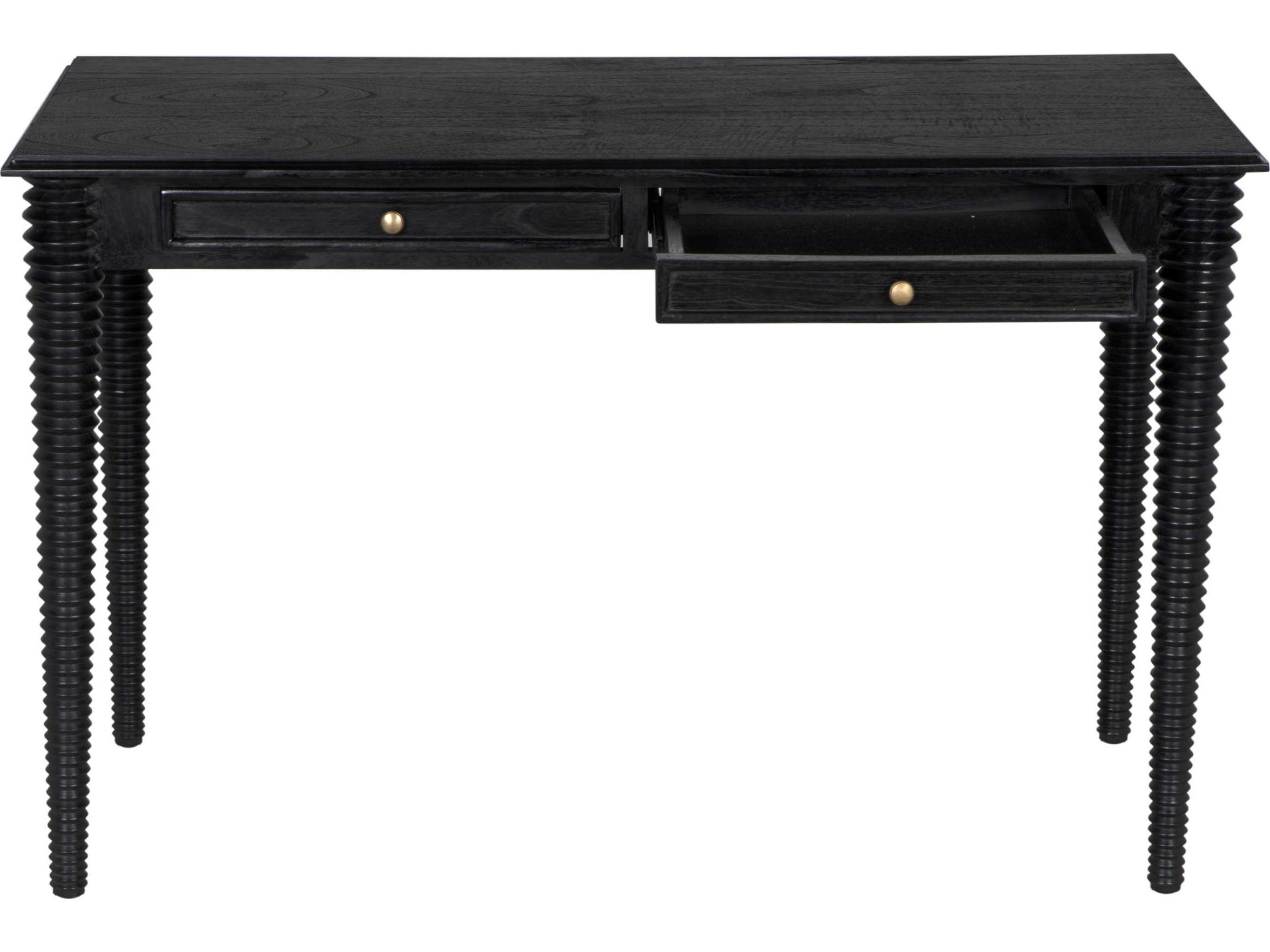 Noir Leonardo Charcoal Black Mindi Wood Secretary Desk