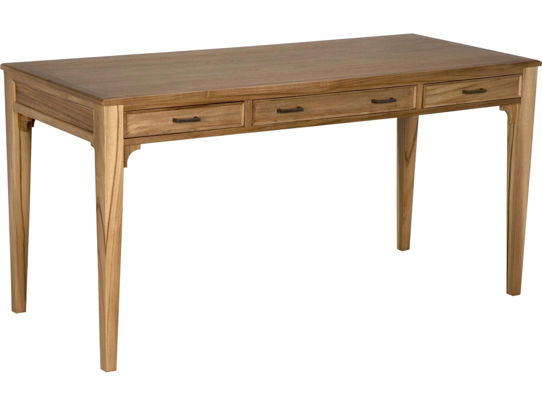 Noir Ambrose Clear Coat Flat Brown Teak Wood Secretary Desk