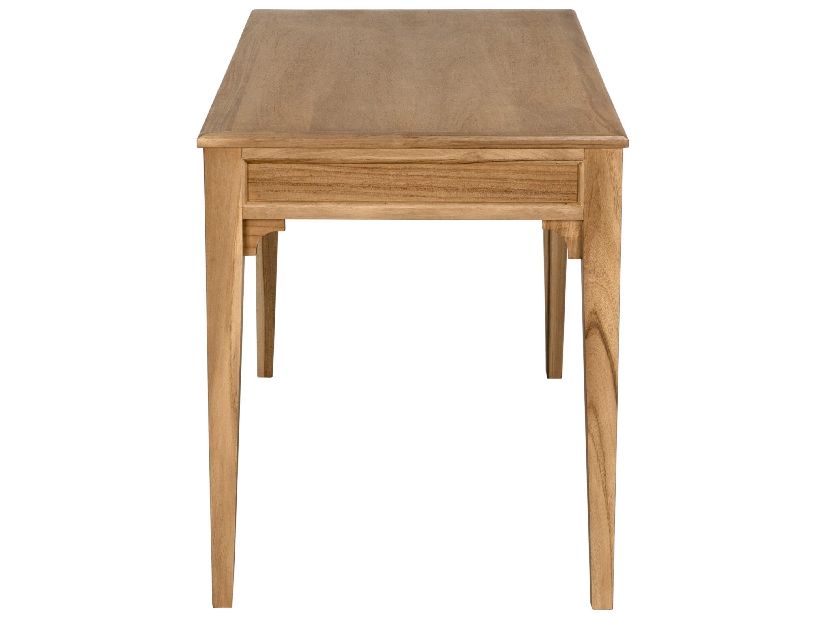 Noir Ambrose Clear Coat Flat Brown Teak Wood Secretary Desk