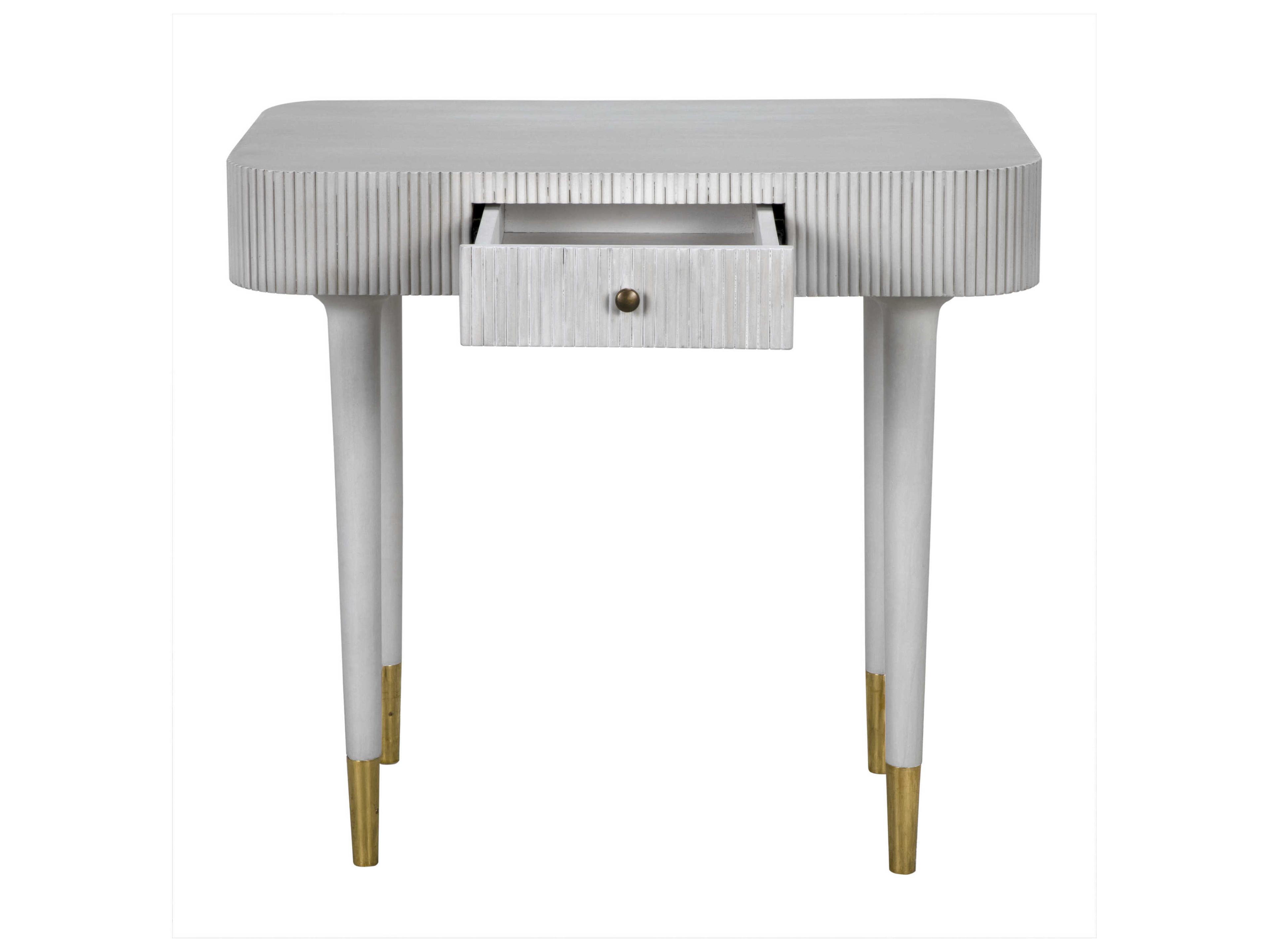 Noir Celine White Wash Mahogany Wood Computer Desk