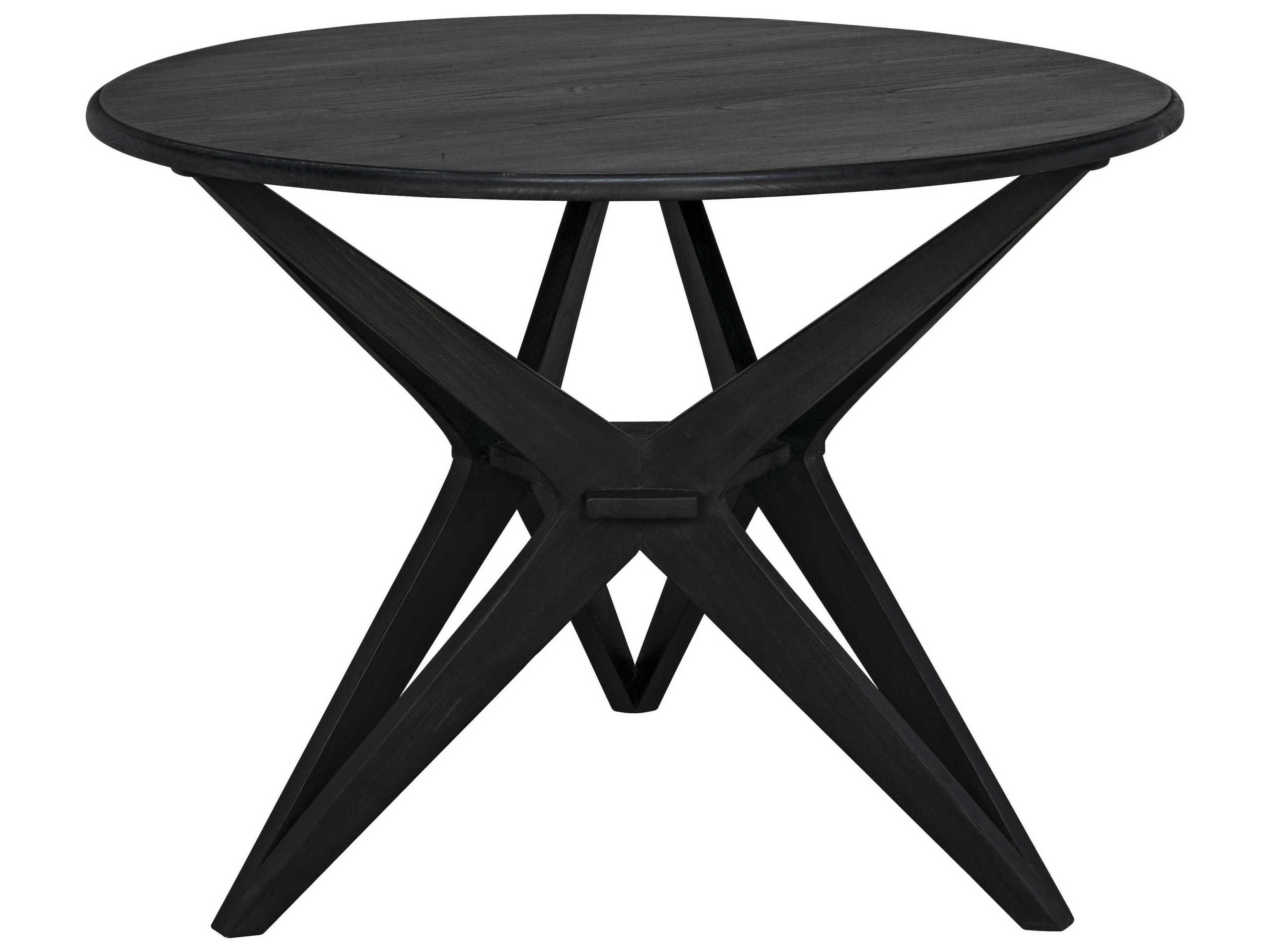Noir Round Wood Charcoal Black Dining Table