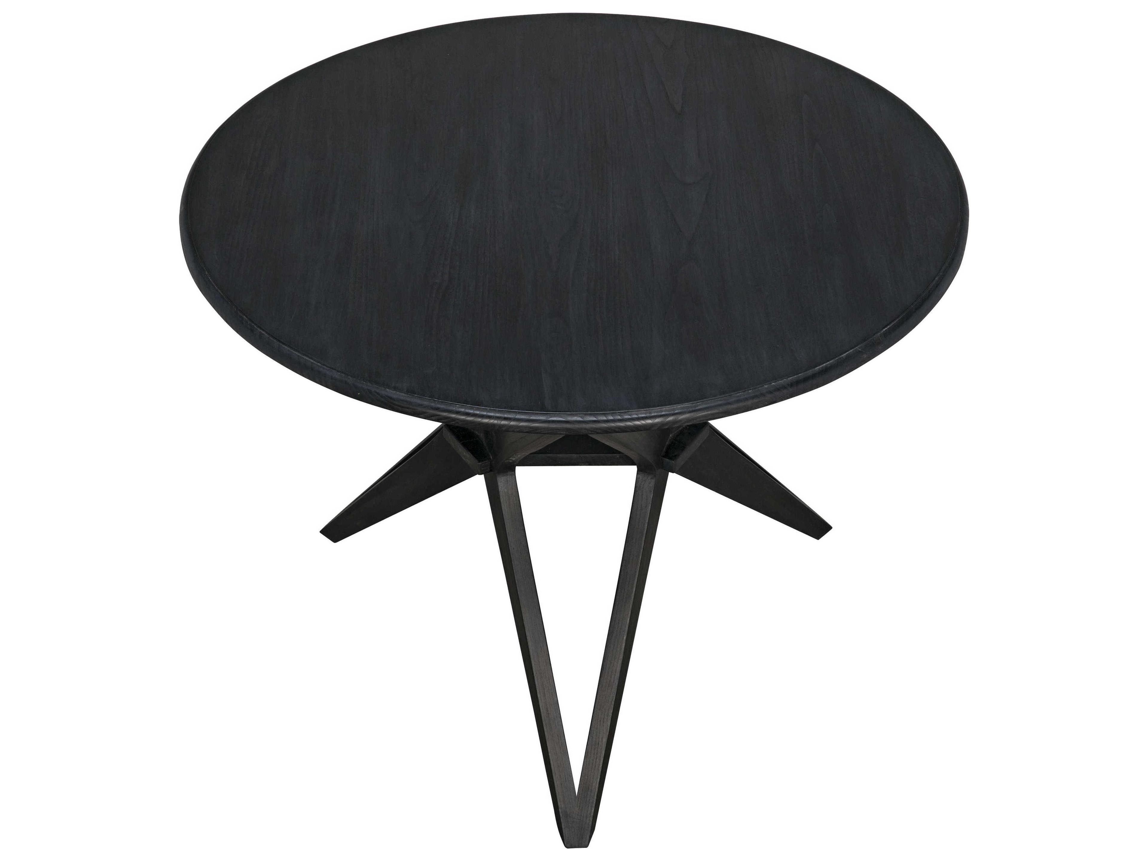 Noir Round Wood Charcoal Black Dining Table