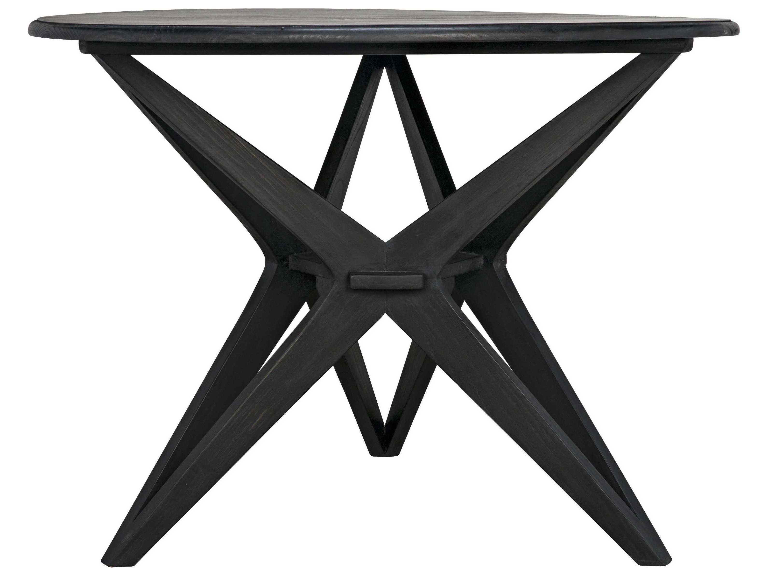 Noir Round Wood Charcoal Black Dining Table