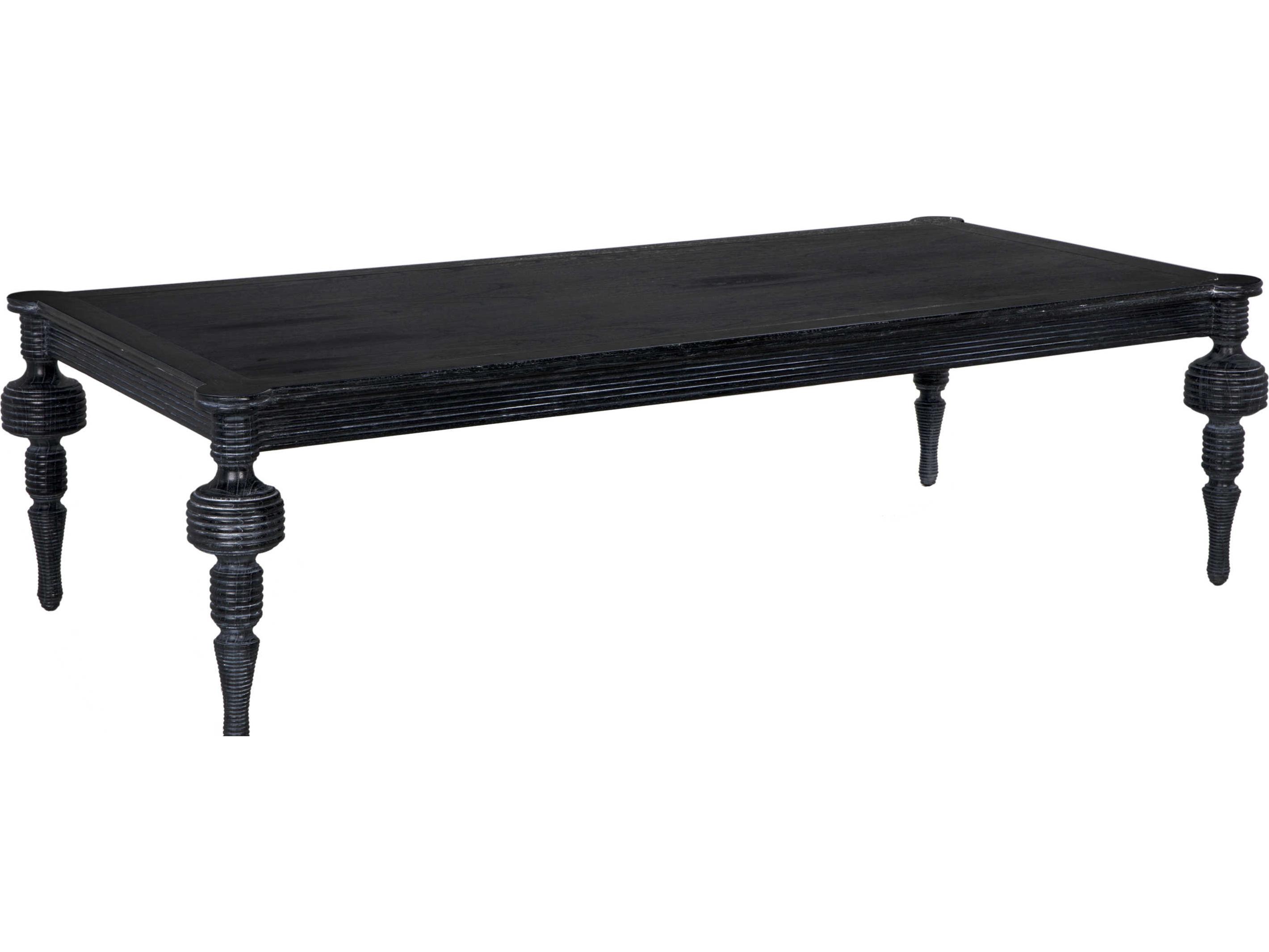 Noir Stockholm Rectangular Wood Cinder Black Coffee Table