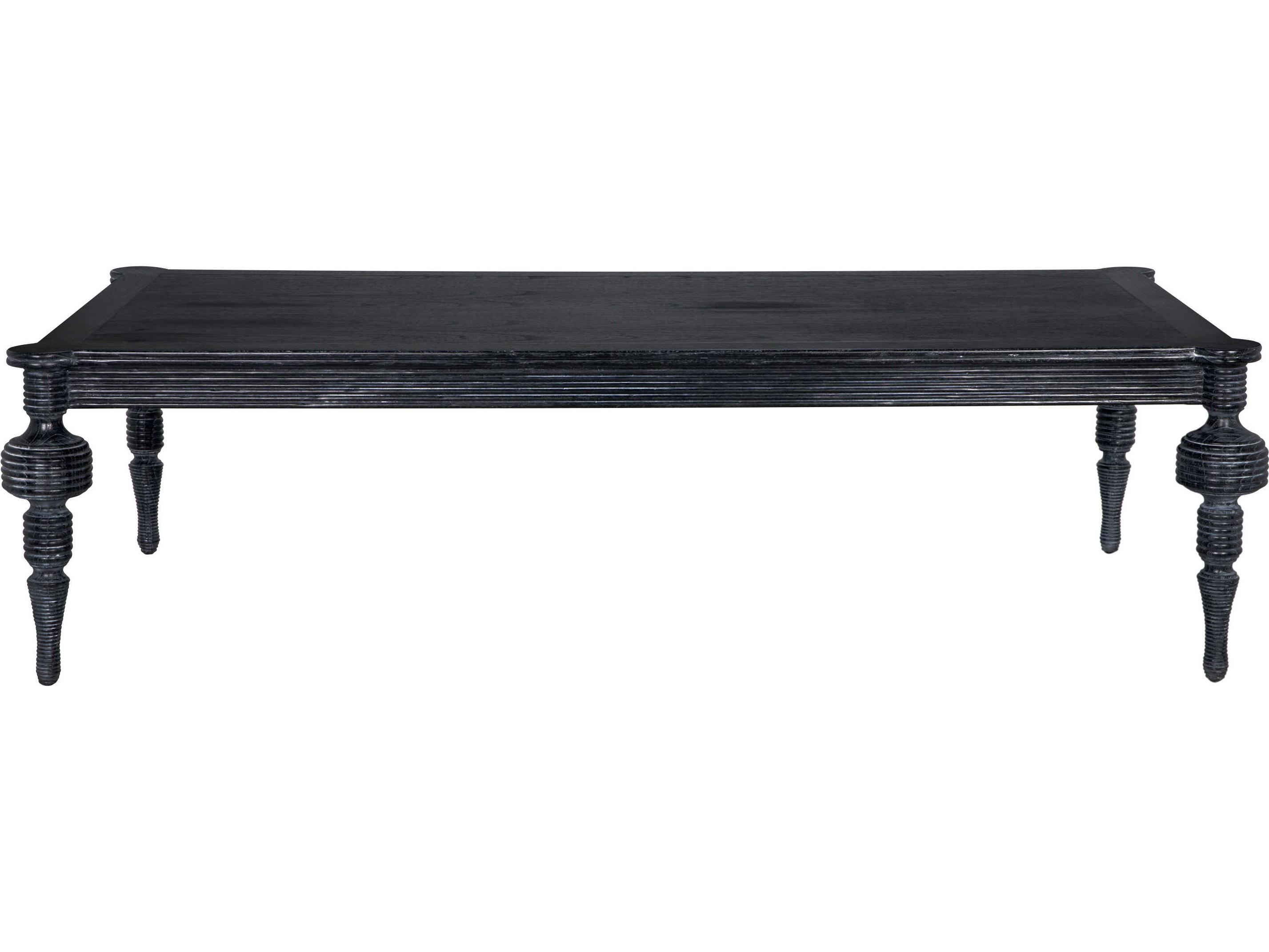 Noir Stockholm Rectangular Wood Cinder Black Coffee Table