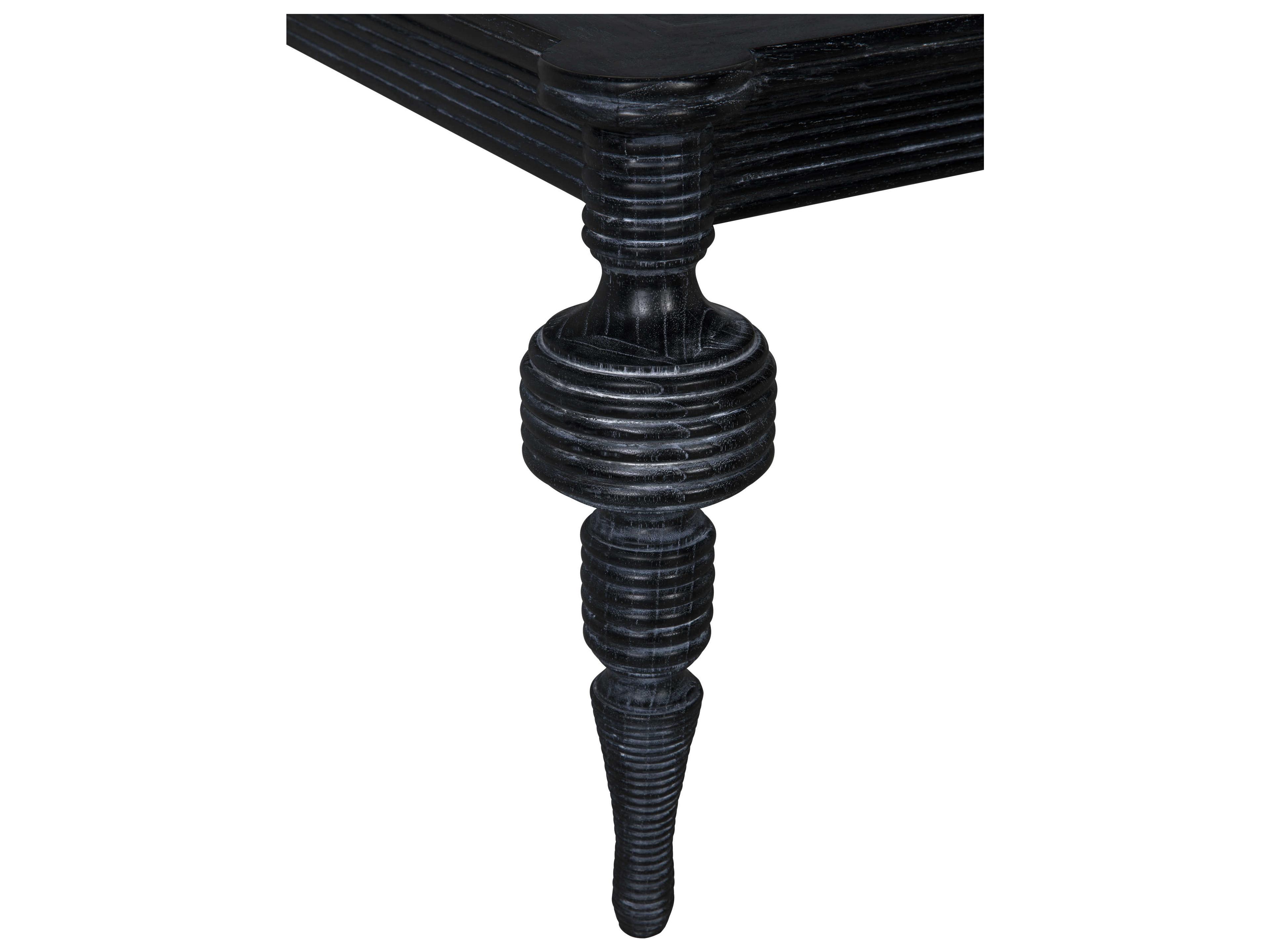 Noir Stockholm Rectangular Wood Cinder Black Coffee Table