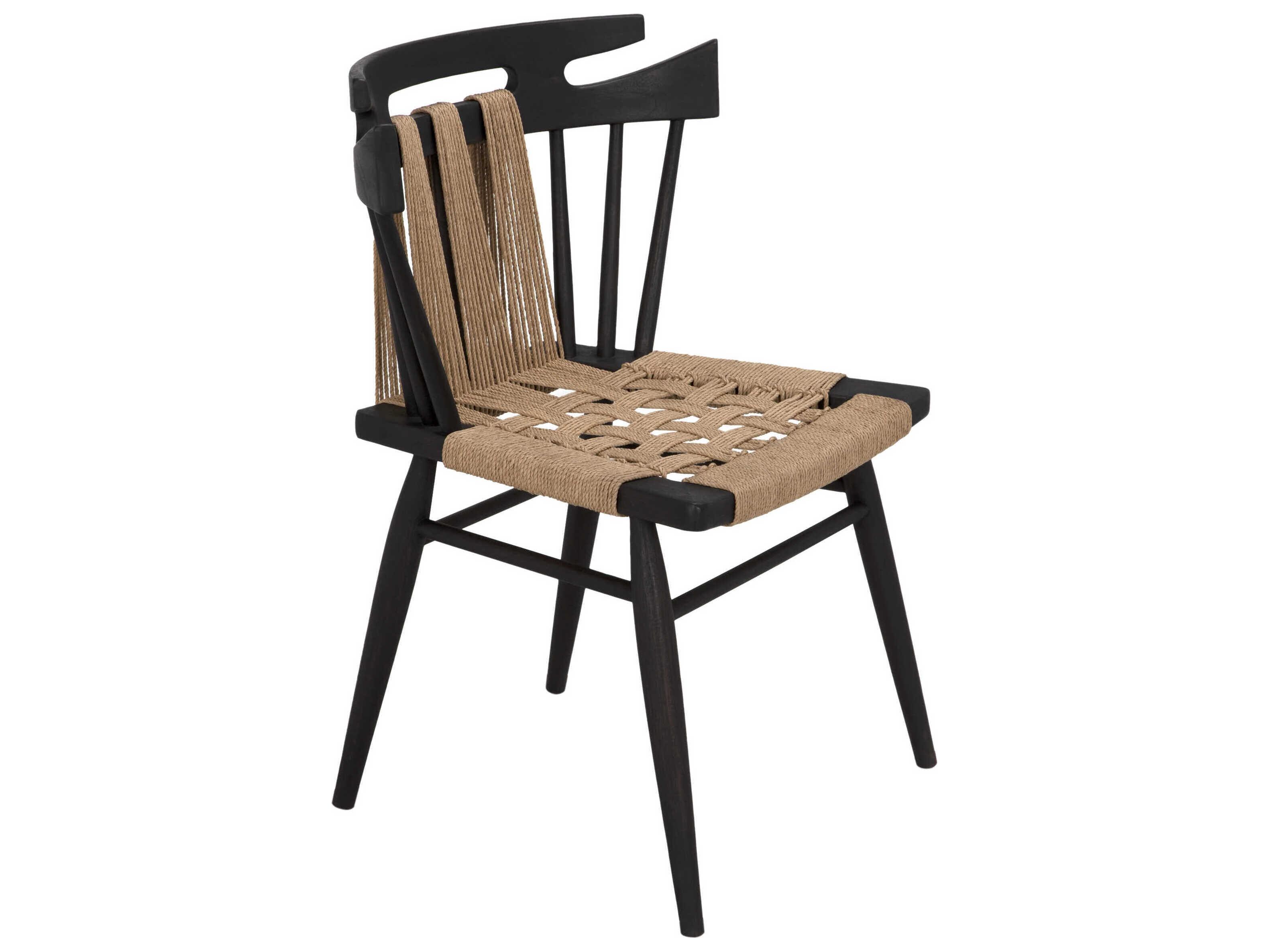 Noir Kikki Teak Wood Black Side Dining Chair