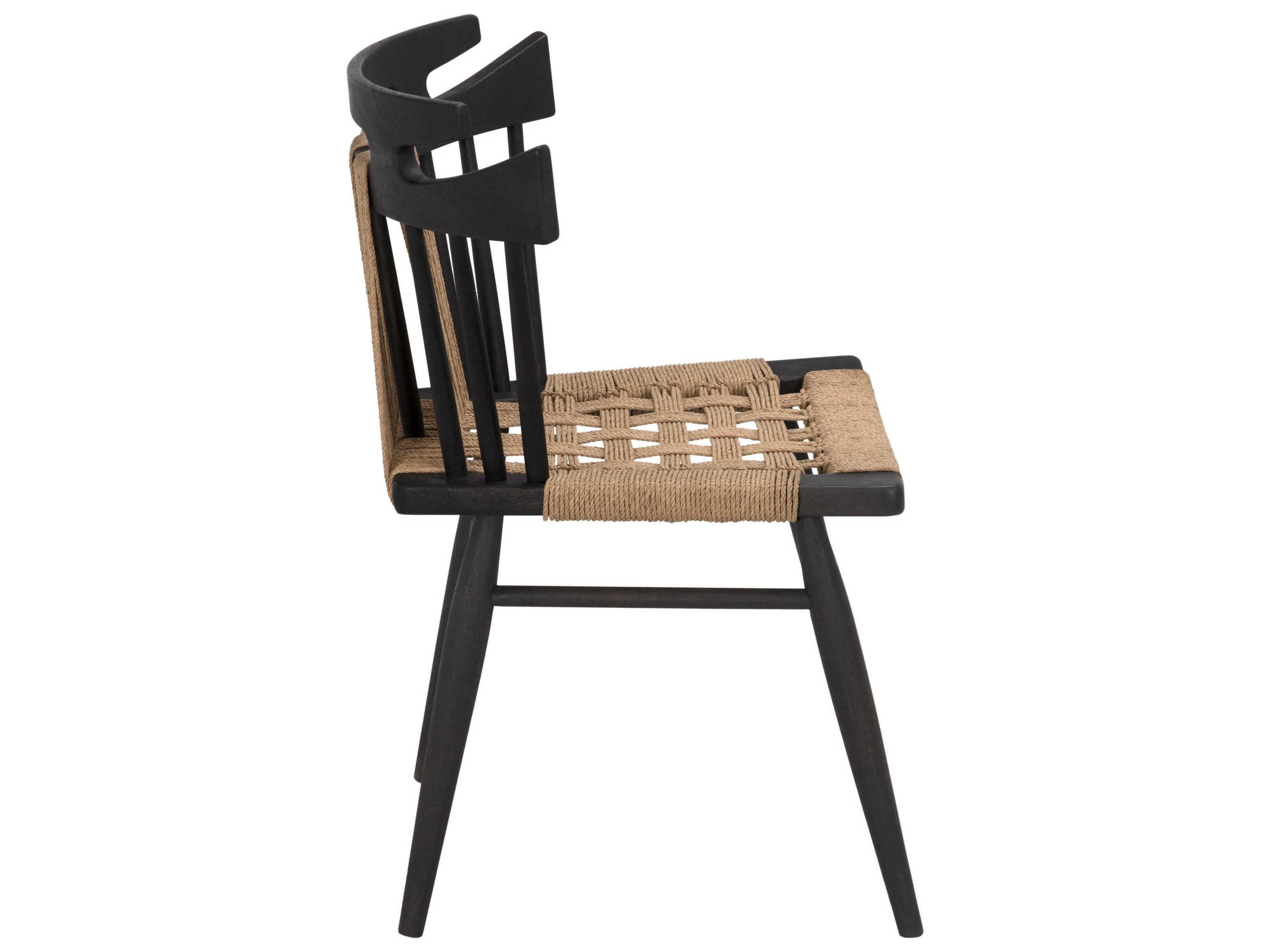 Noir Kikki Teak Wood Black Side Dining Chair