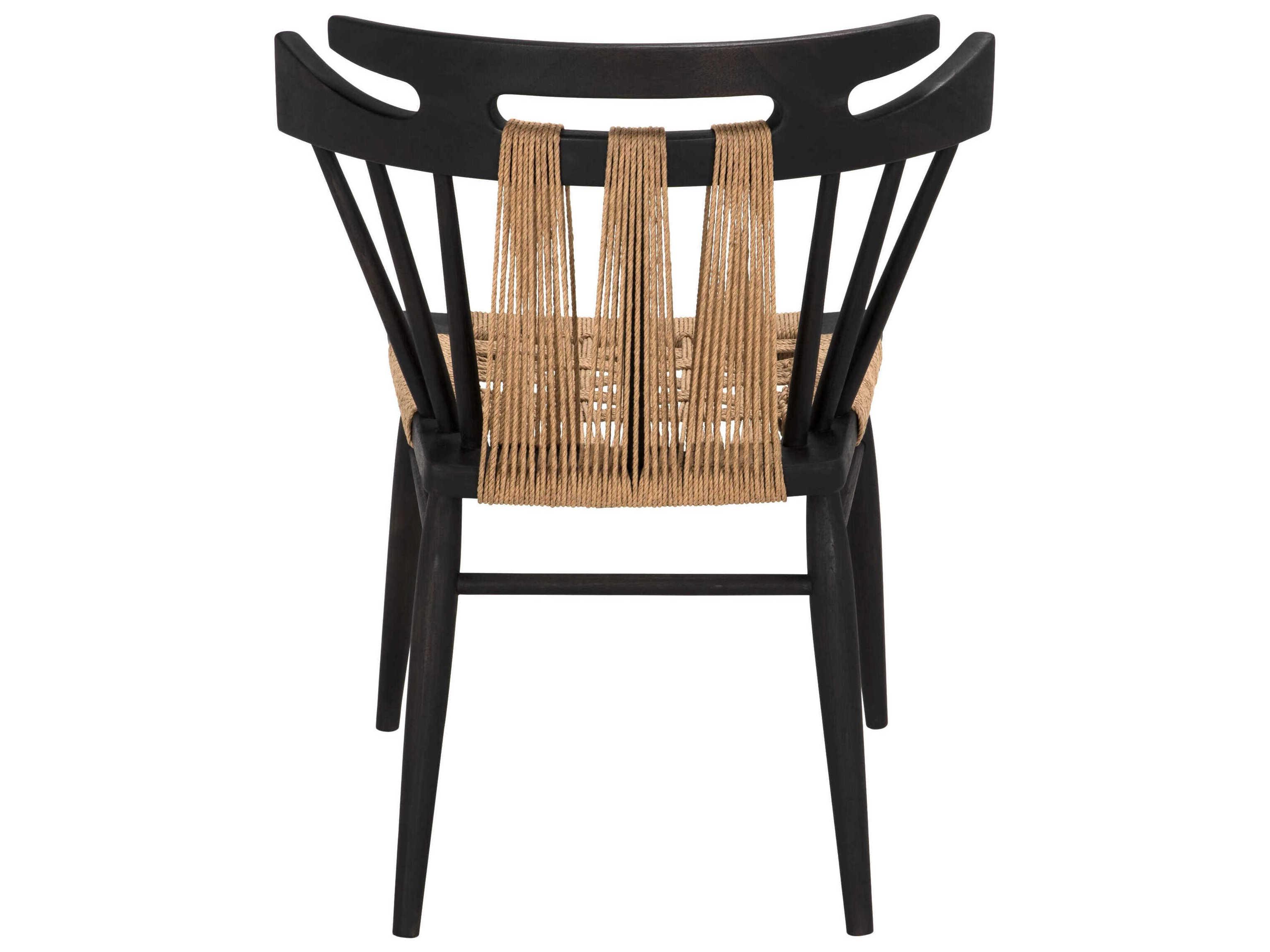 Noir Kikki Teak Wood Black Side Dining Chair