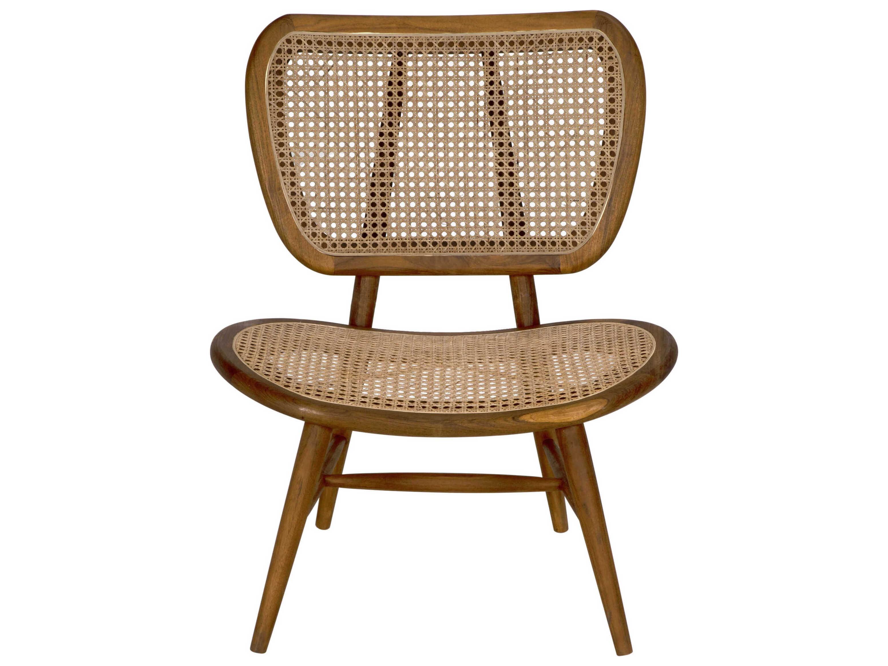 Noir Marcie Teak Wood Brown Side Dining Chair