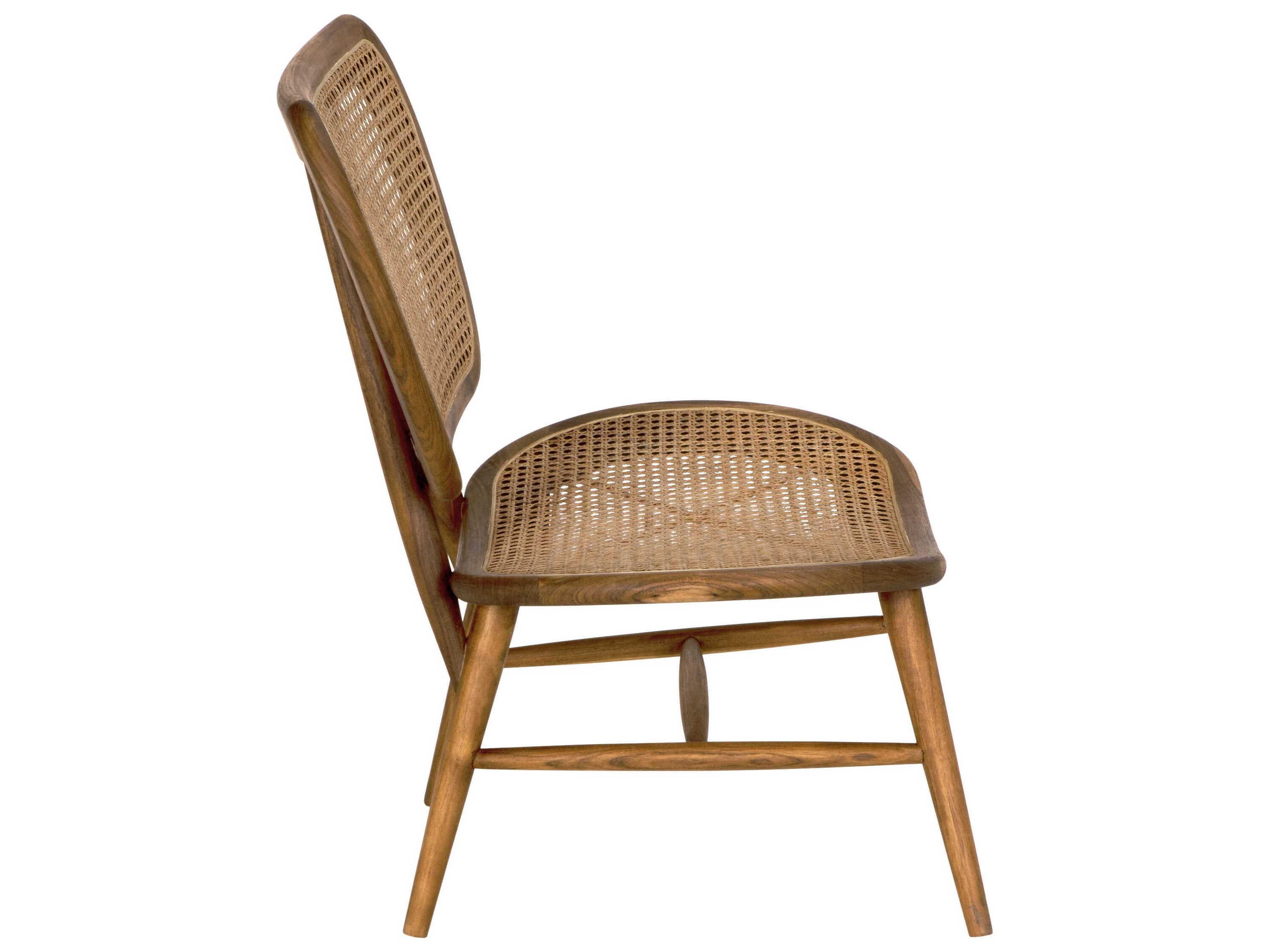 Noir Marcie Teak Wood Brown Side Dining Chair