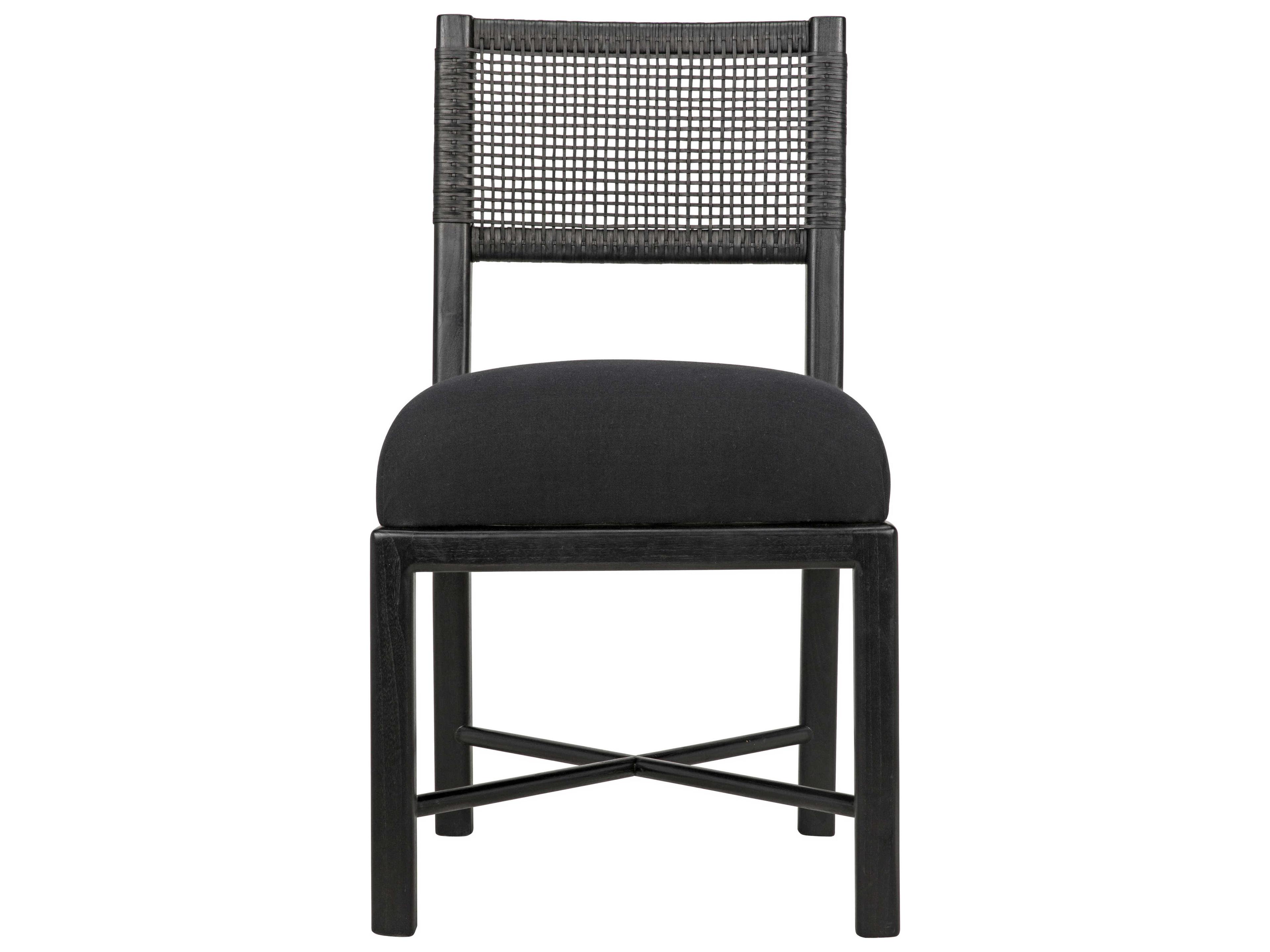 Noir Sungkai Wood Black Upholstered Side Dining Chair