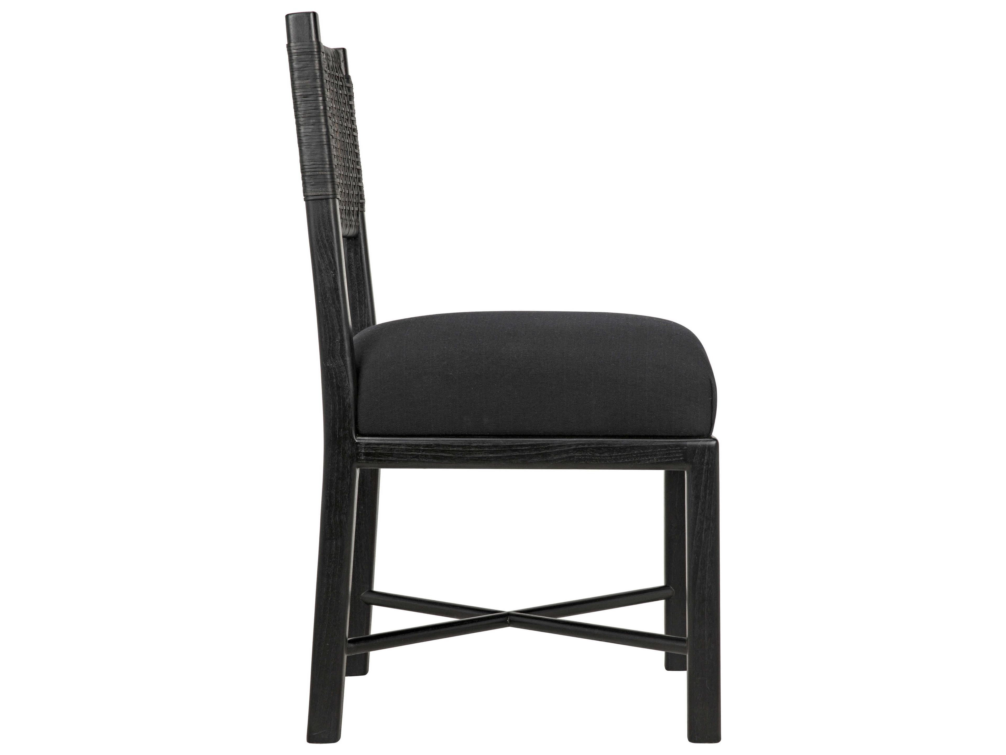 Noir Sungkai Wood Black Upholstered Side Dining Chair