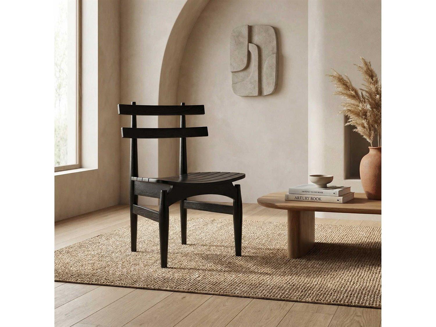 Noir Sungkai Wood Black Side Dining Chair