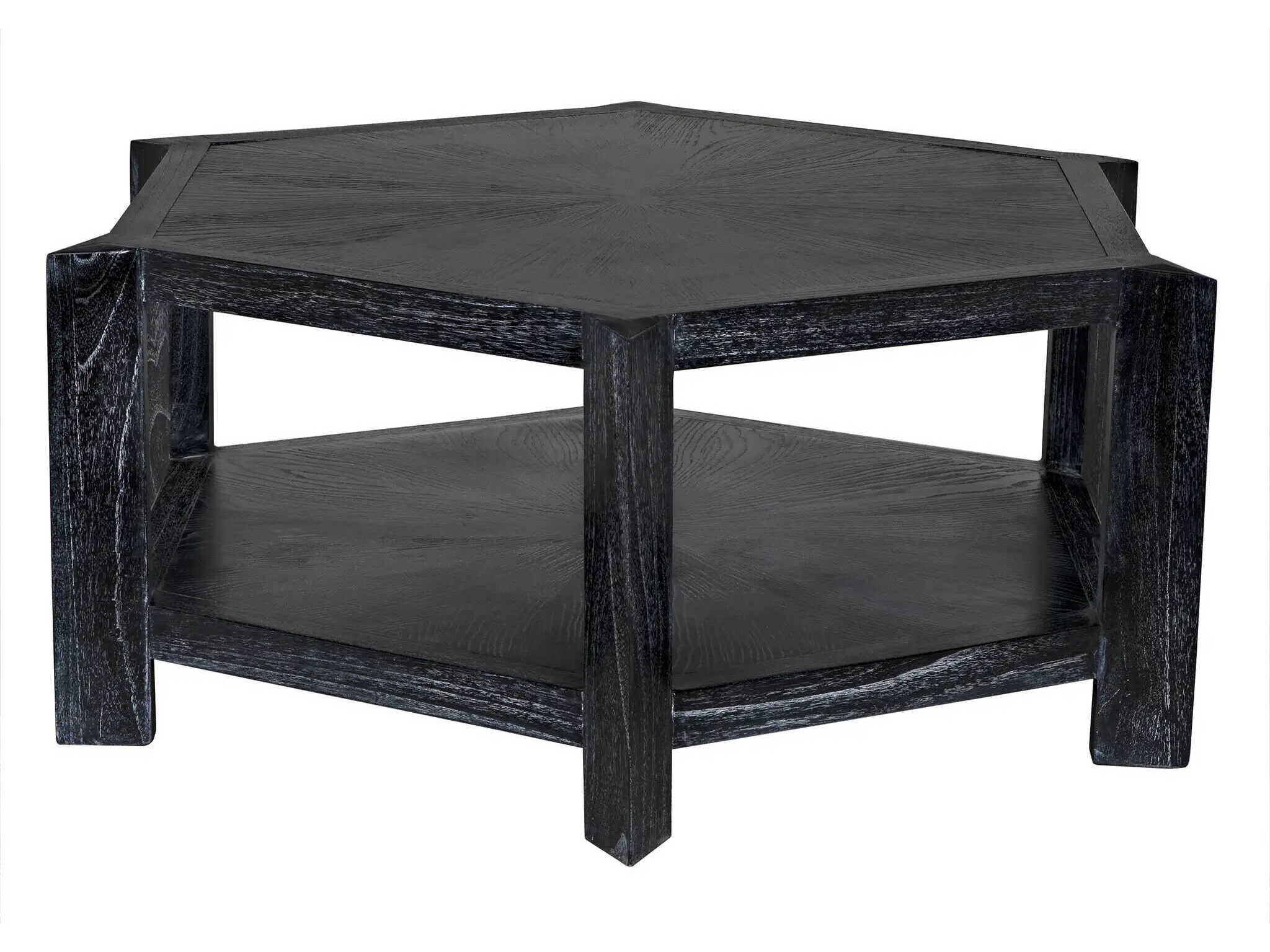 Noir Yuhuda Hexagon Wood Cinder Black Coffee Table