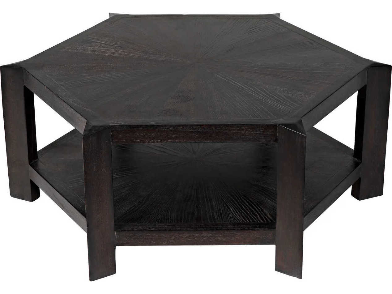 Noir Yuhuda Hexagon Wood Sombre Coffee Table