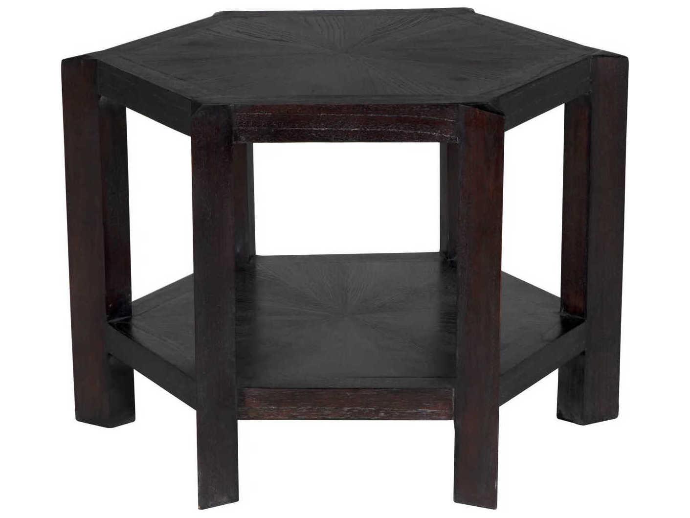 Noir Yehuda Hexagon Wood Sombre End Table