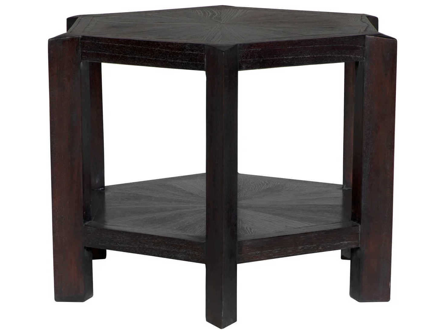 Noir Yehuda Hexagon Wood Sombre End Table