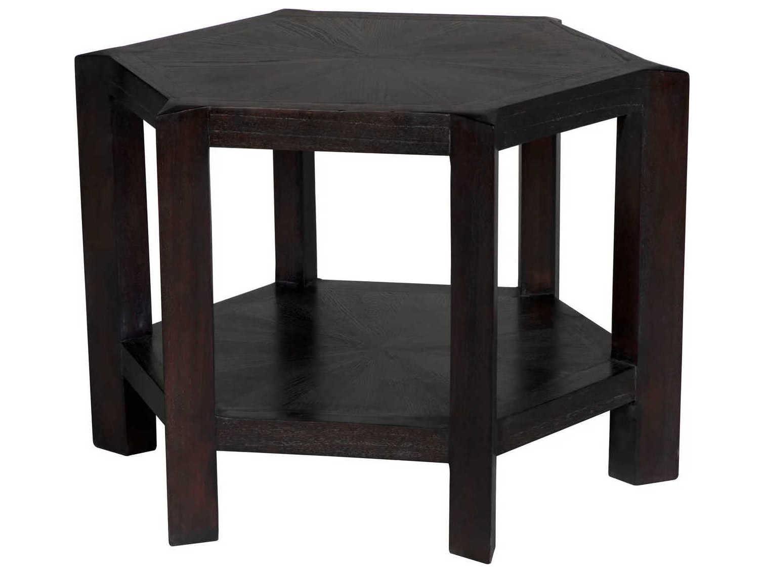 Noir Yehuda Hexagon Wood Sombre End Table