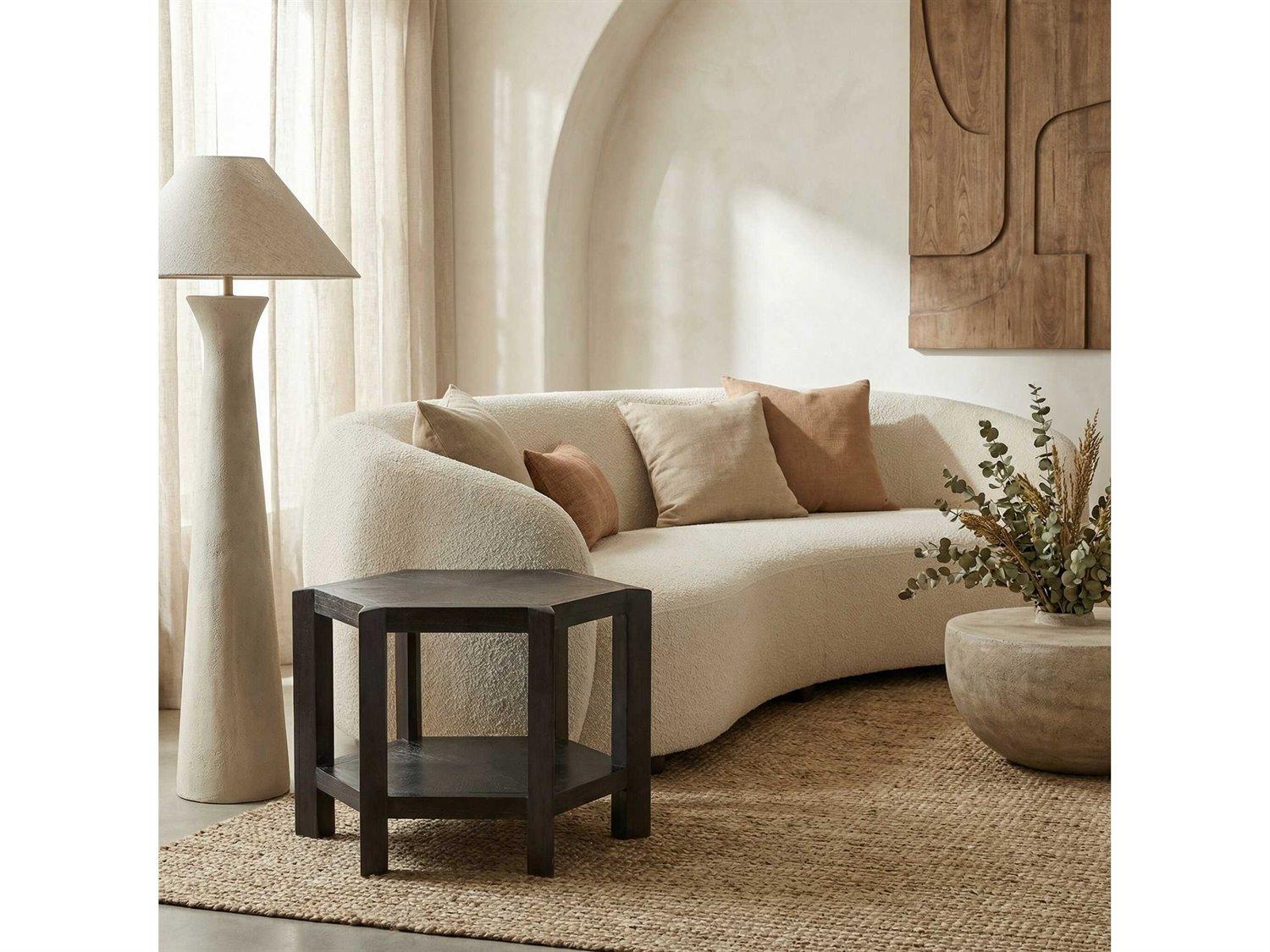 Noir Yehuda Hexagon Wood Sombre End Table