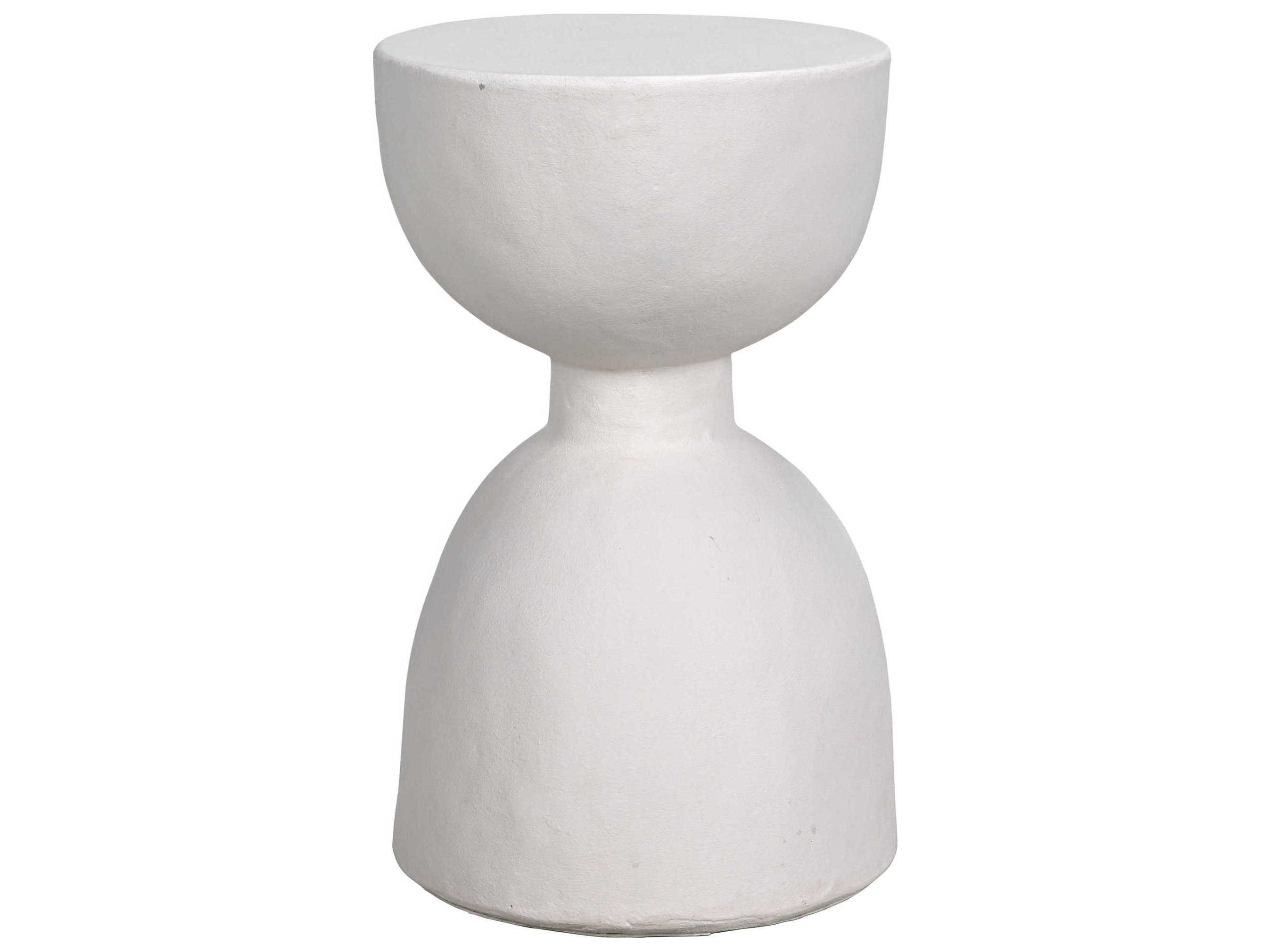 Noir White Fiber Cement Accent Stool