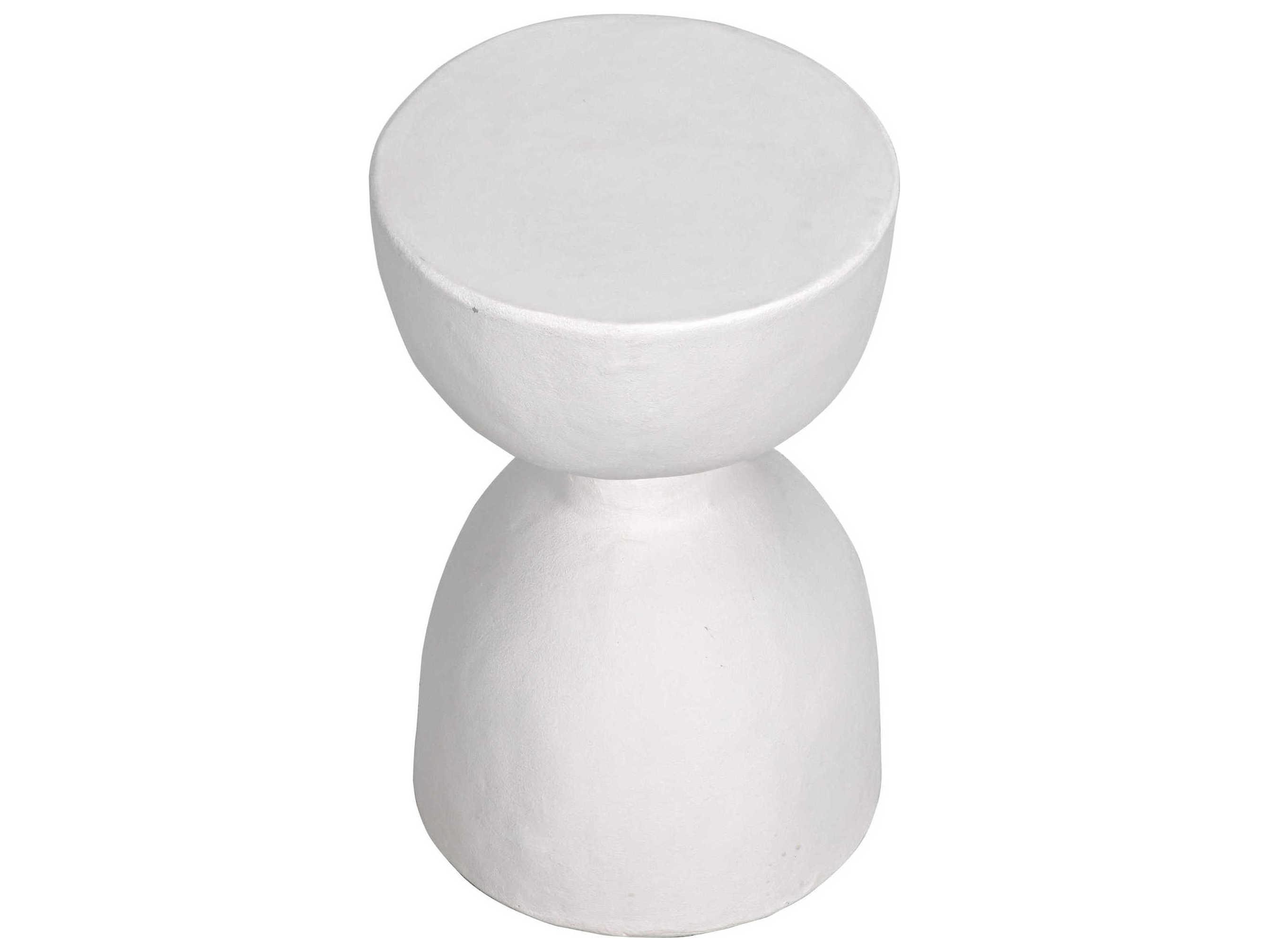 Noir White Fiber Cement Accent Stool