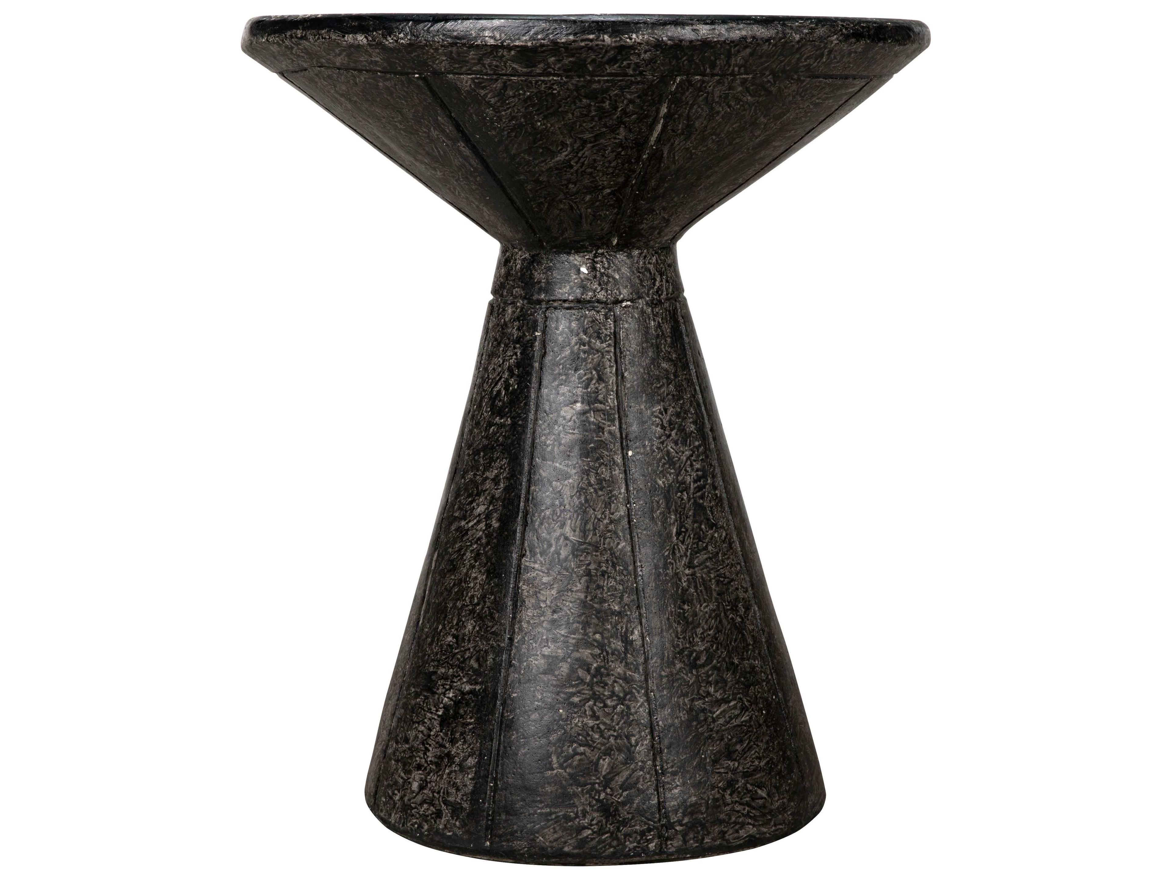 Noir Round Black End Table